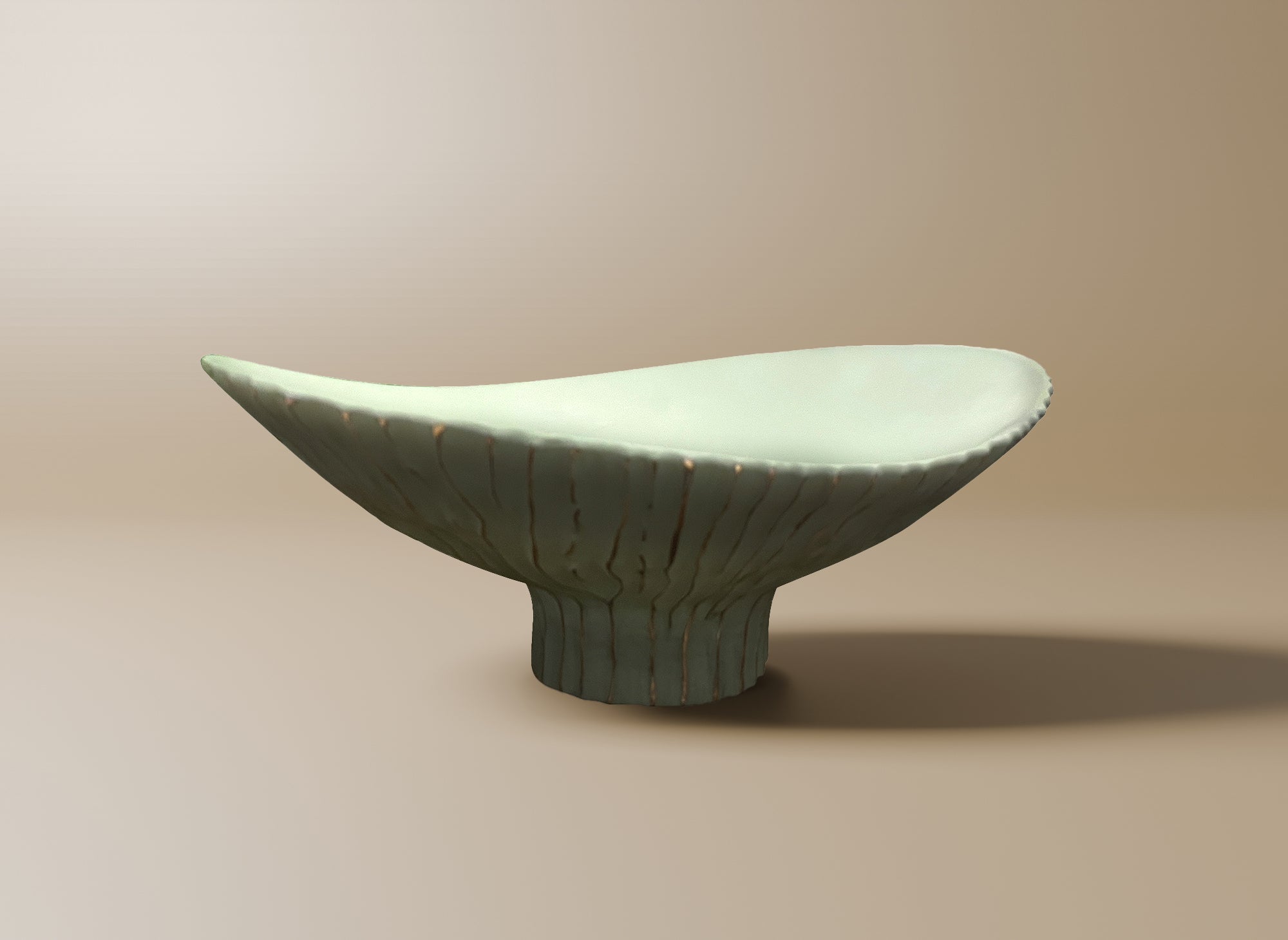 Cuenco ovalado de poliresina verde y dorada, 46 cm, GABY