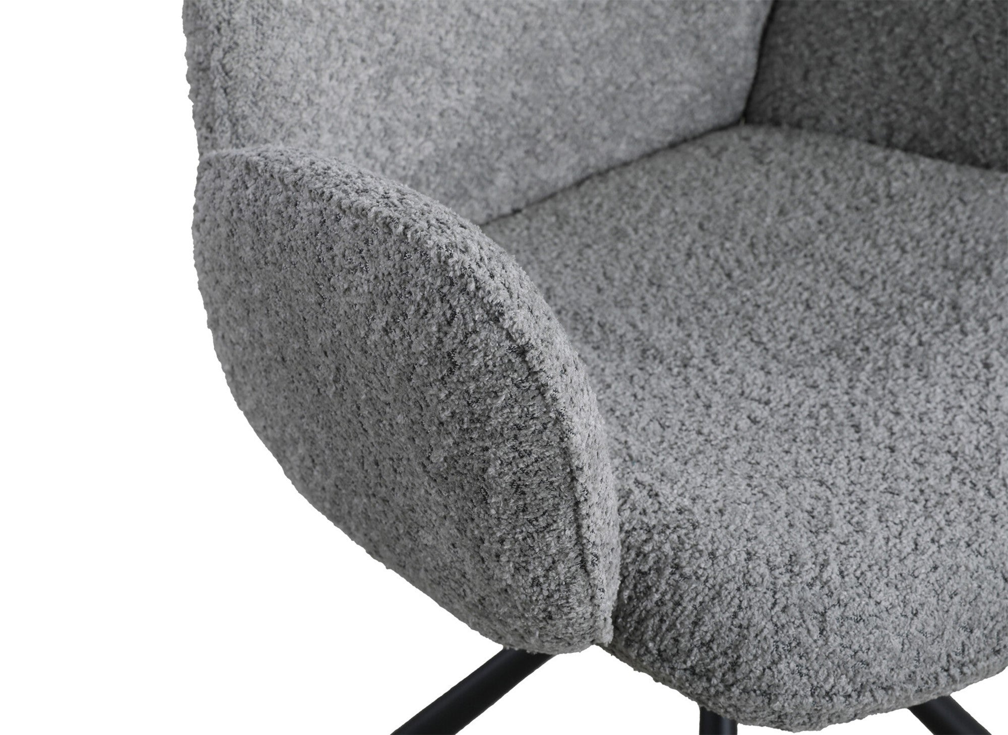 Juego de 2 sillones giratorios MAGY con reposabrazos en tejido gris efecto piel de oveja