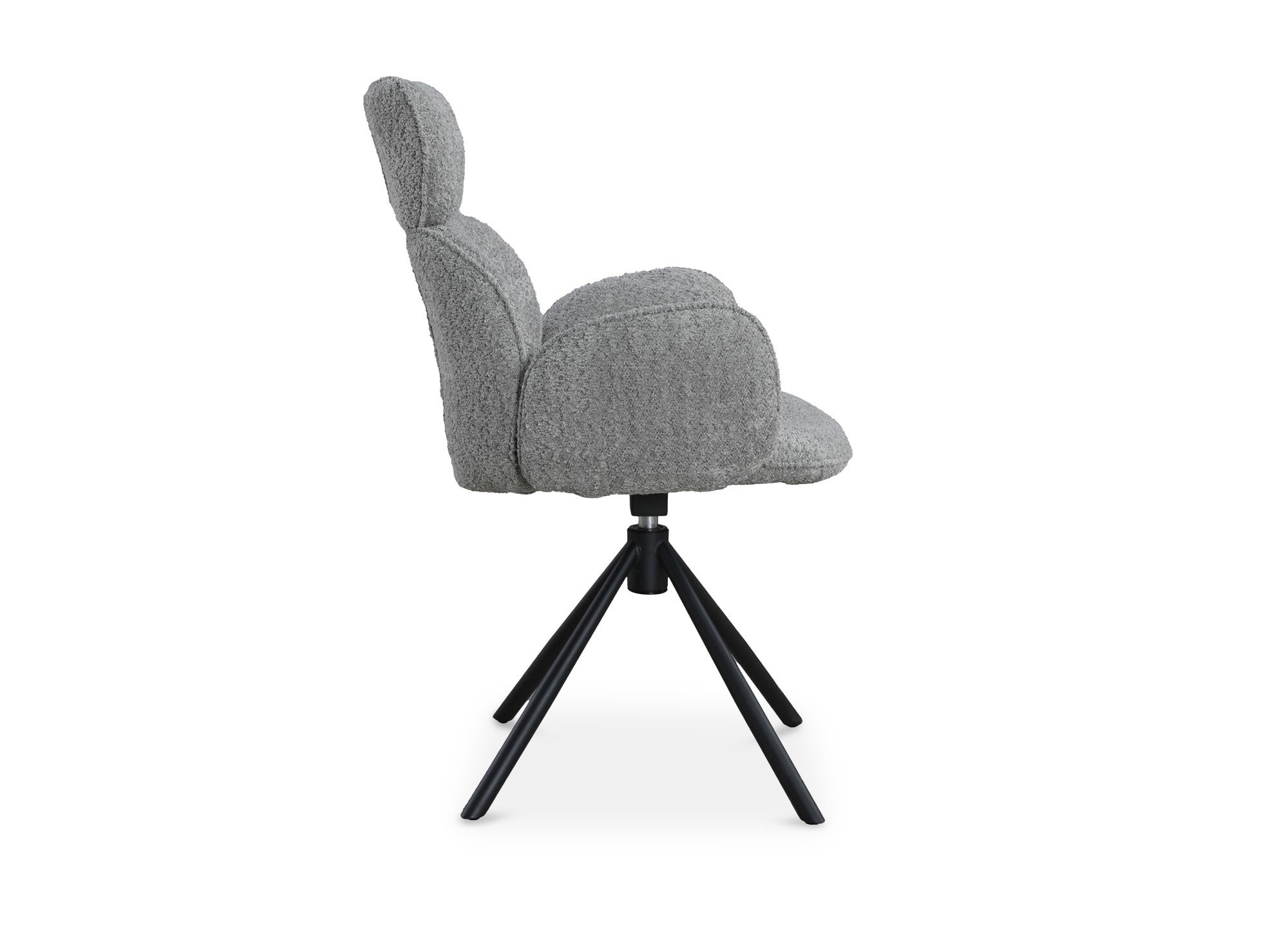 Juego de 2 sillones giratorios MAGY con reposabrazos en tejido gris efecto piel de oveja