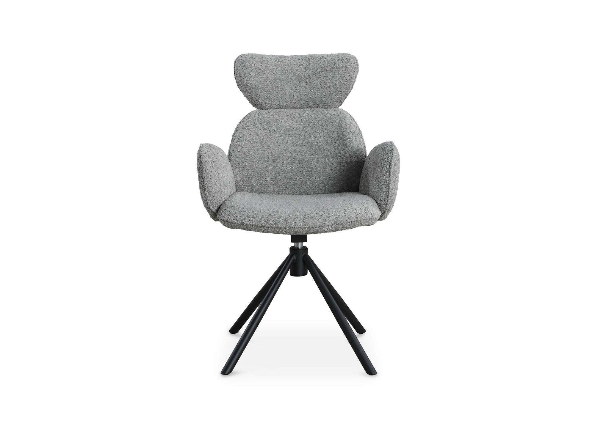 Juego de 2 sillones giratorios MAGY con reposabrazos en tejido gris efecto piel de oveja