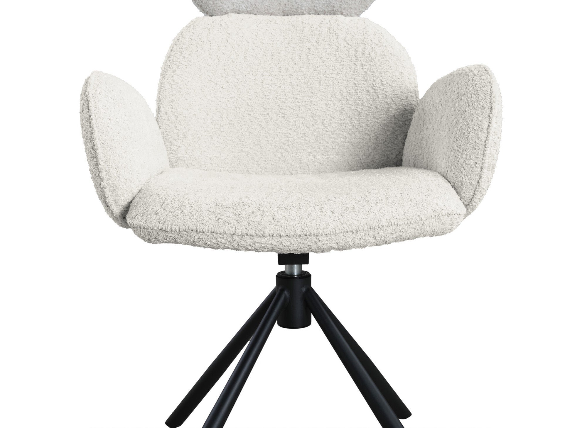 Juego de 2 sillones giratorios MAGY con reposabrazos en tela color beige con efecto piel de oveja.