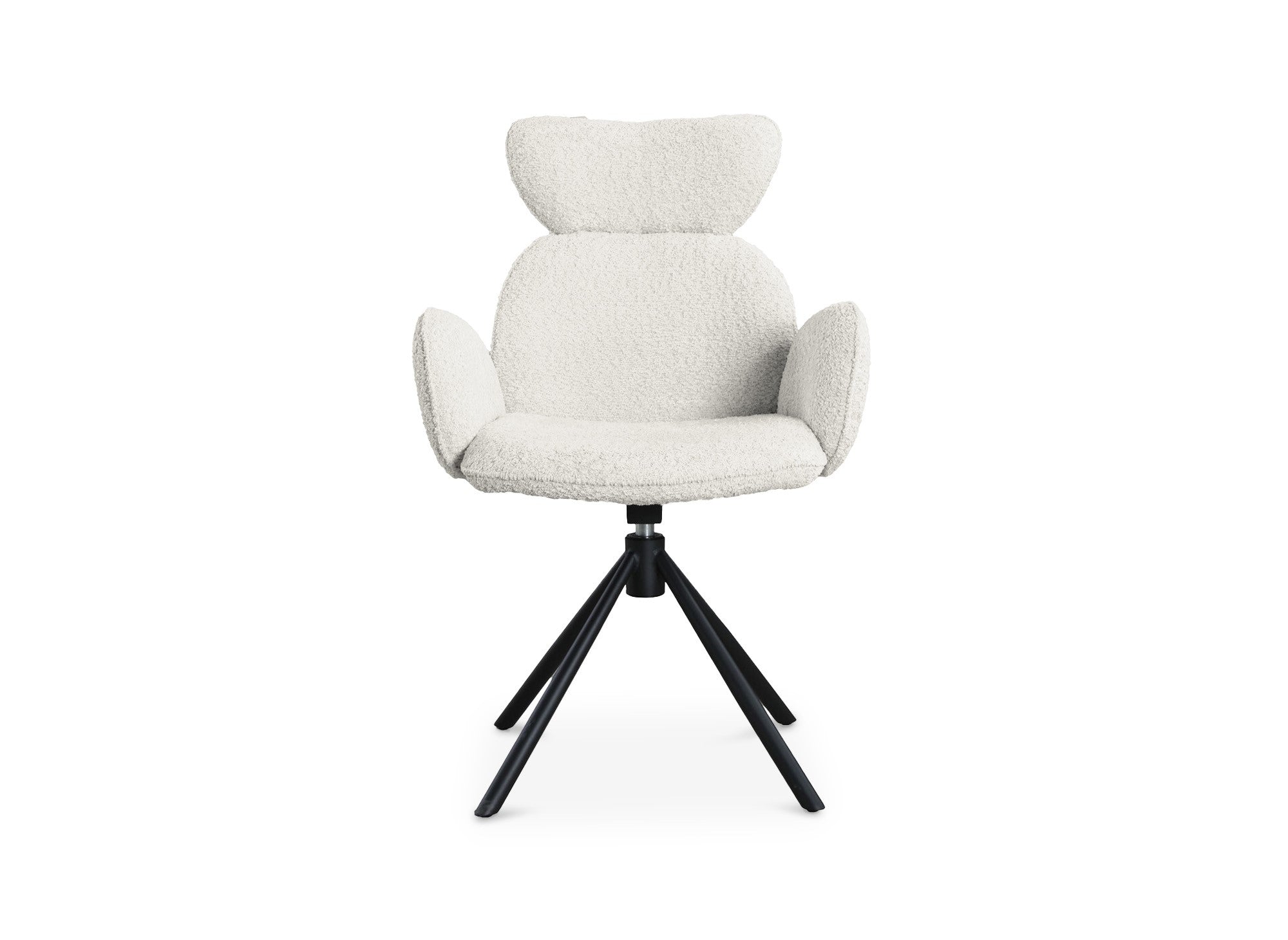 Juego de 2 sillones giratorios MAGY con reposabrazos en tela color beige con efecto piel de oveja.