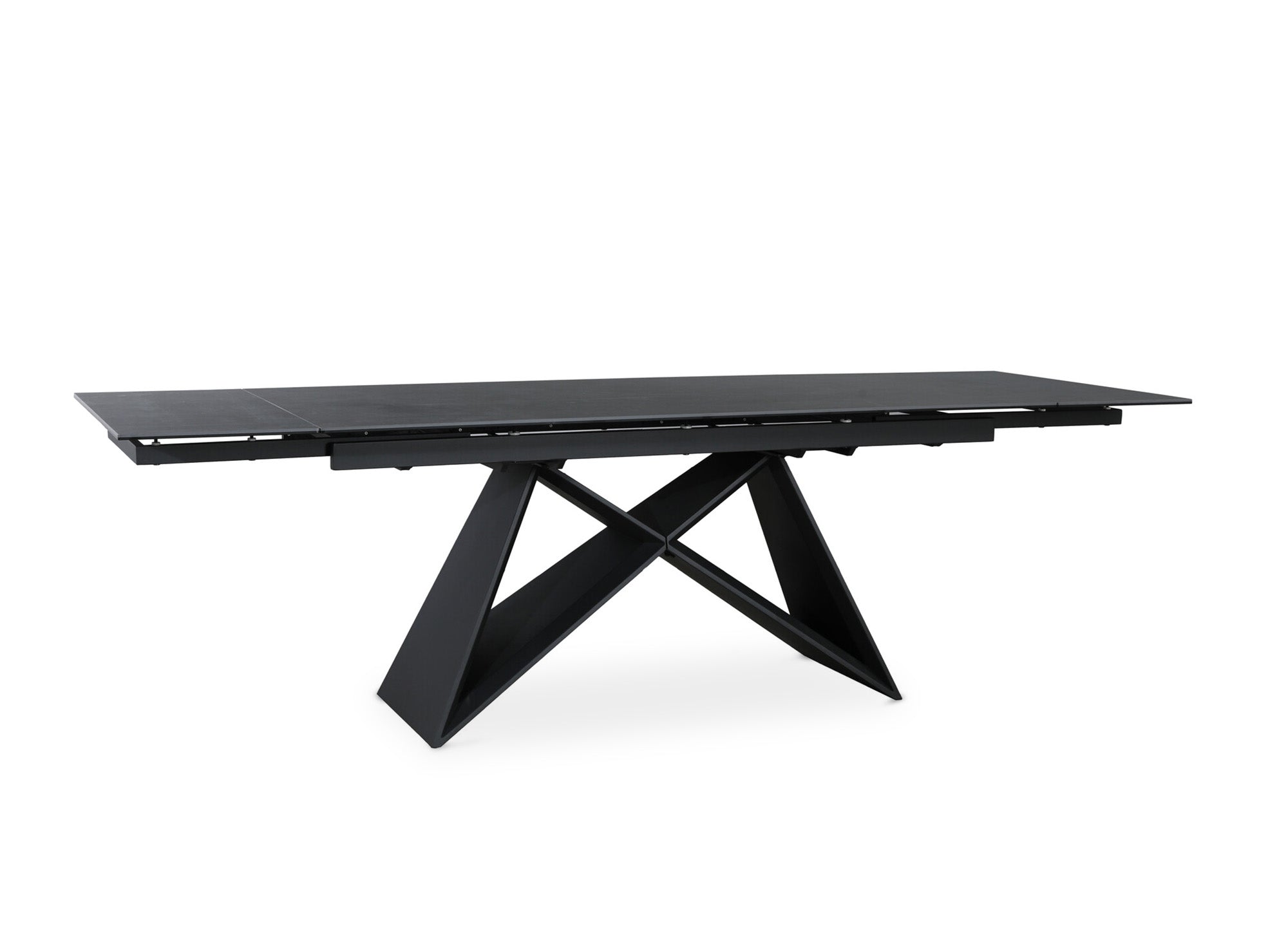 Mesa de comedor extensible GABRIEL en cerámica con efecto mármol negro