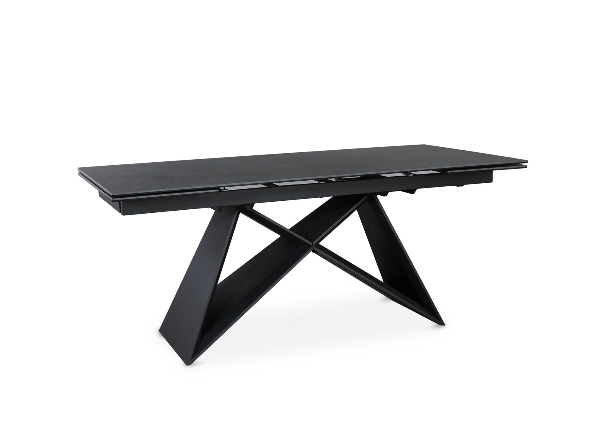 Mesa de comedor extensible GABRIEL en cerámica con efecto mármol negro