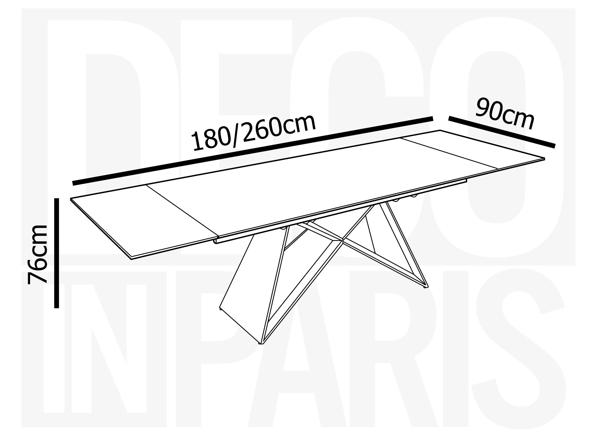 Mesa de comedor extensible GABRIEL en cerámica con efecto mármol blanco