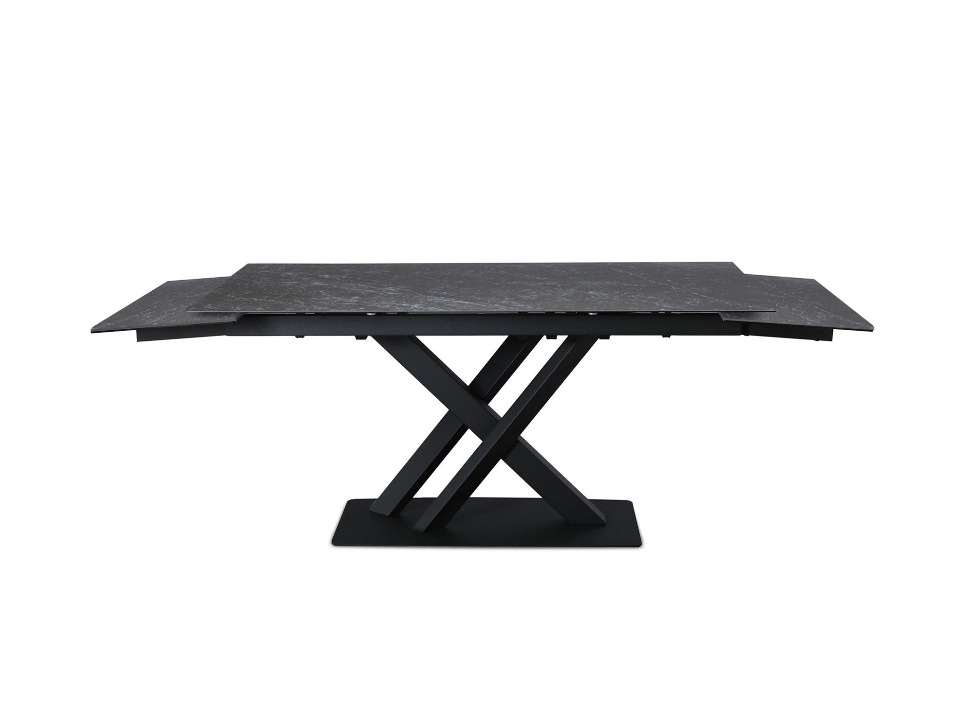 Mesa de comedor extensible ELEGANCE de cerámica negra para 6-10 personas
