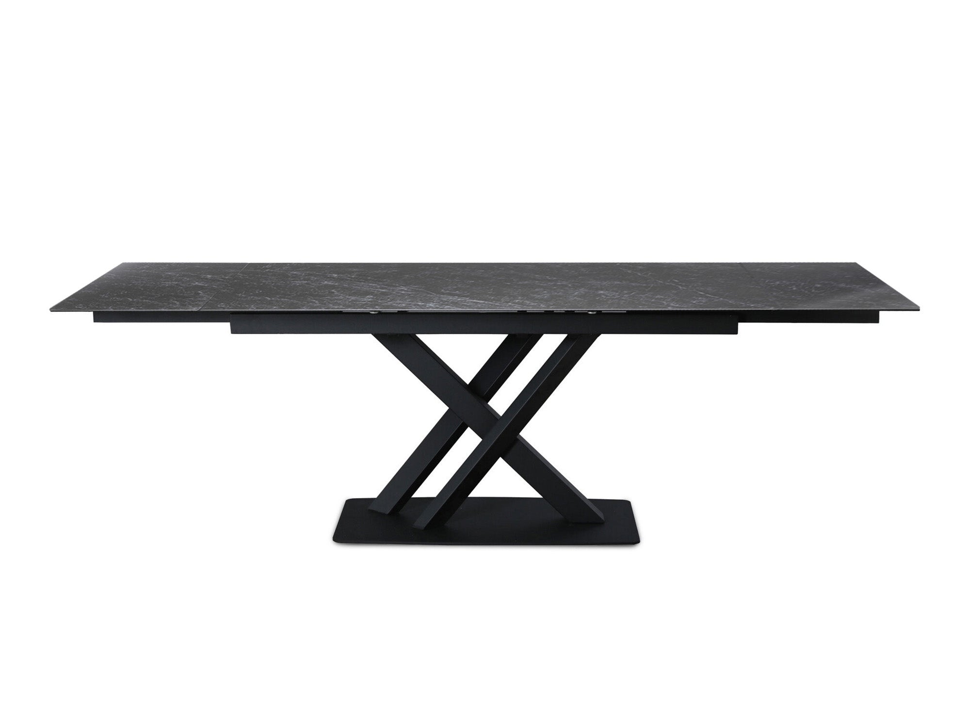 Mesa de comedor extensible ELEGANCE de cerámica negra para 6-10 personas