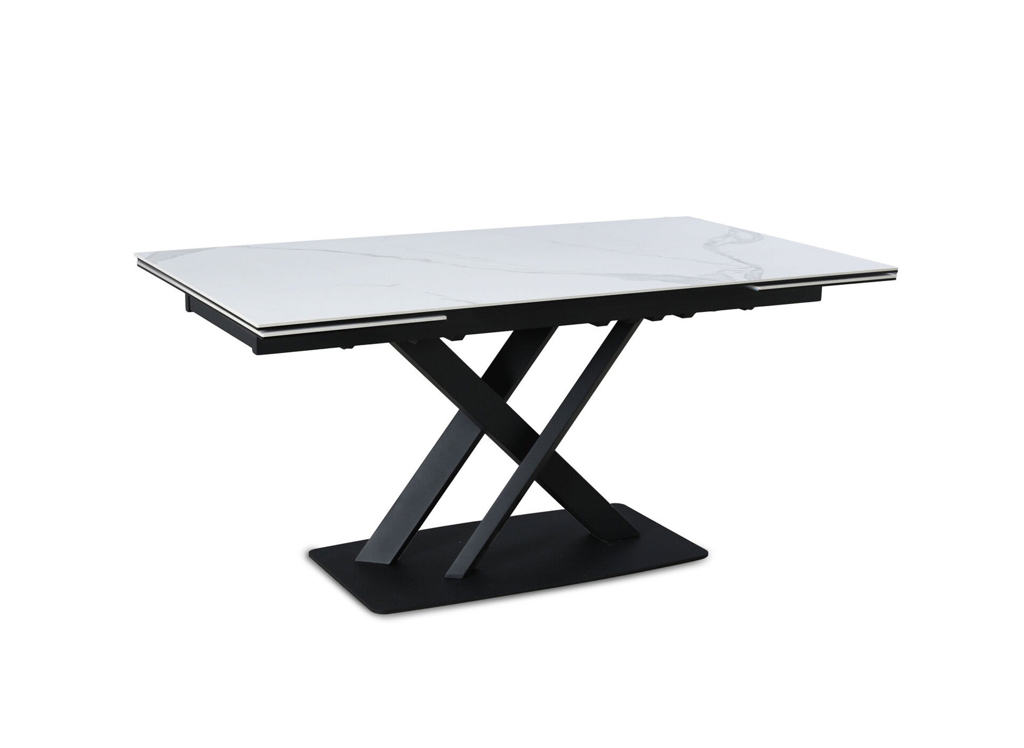 Mesa de comedor extensible ELEGANCE de cerámica blanca para 6-10 personas