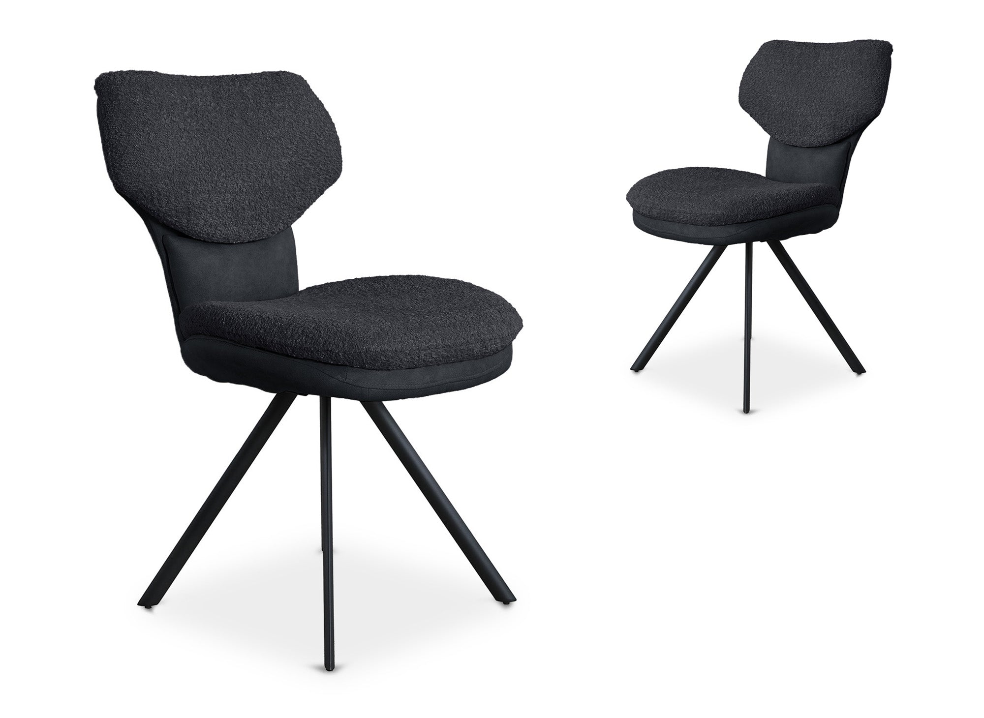 Juego de 2 sillas de diseño MILIA en tela bouclé gris antracita