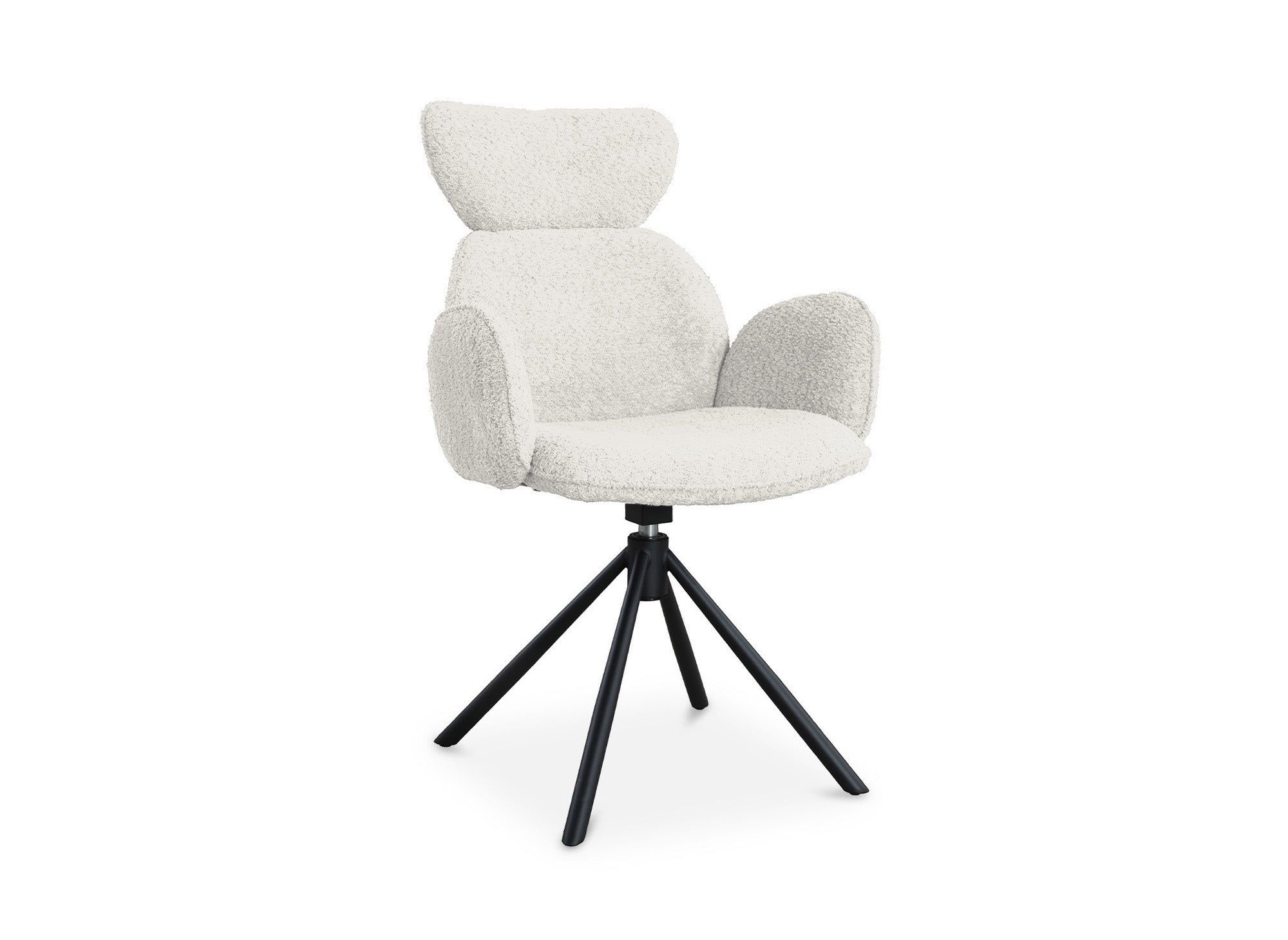 Juego de 2 sillones giratorios MAGY con reposabrazos en tela color beige con efecto piel de oveja.