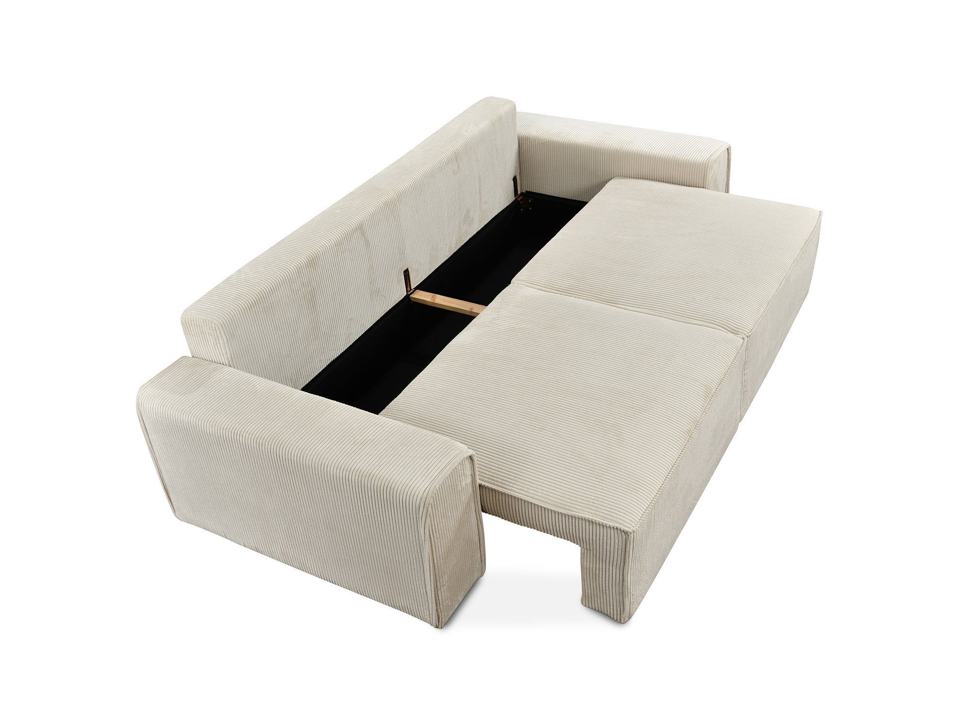 Sofá cama DONA de 3 plazas con almacenaje en pana gruesa color beige