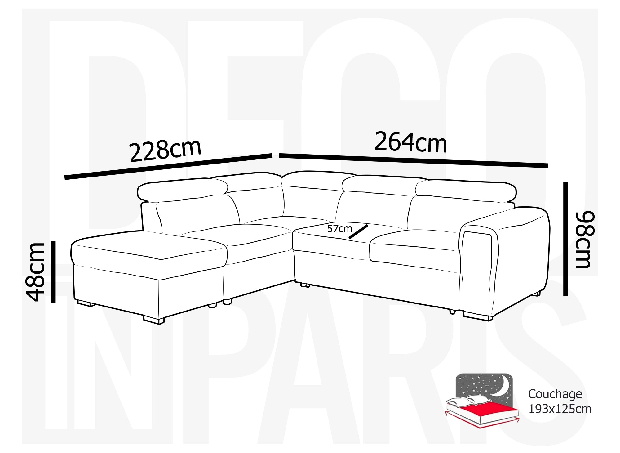 Sofá cama esquinero ZENOVA con almacenaje en pana gruesa color beige - Esquina izquierda