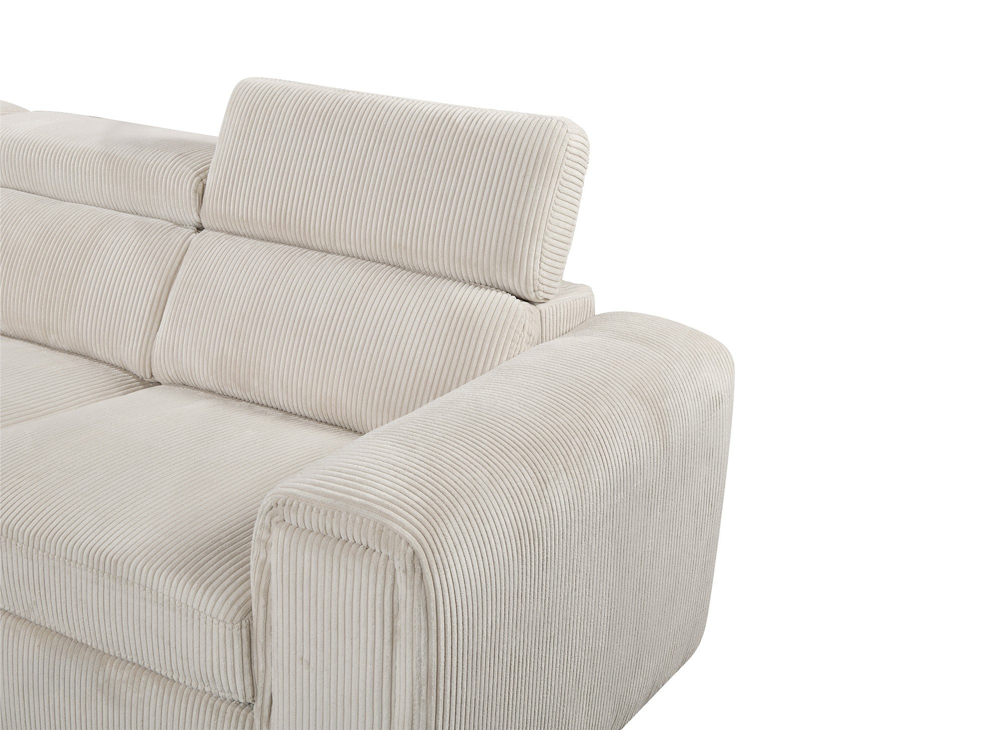 Sofá cama esquinero ZENOVA con almacenaje en pana gruesa color beige - Esquina izquierda