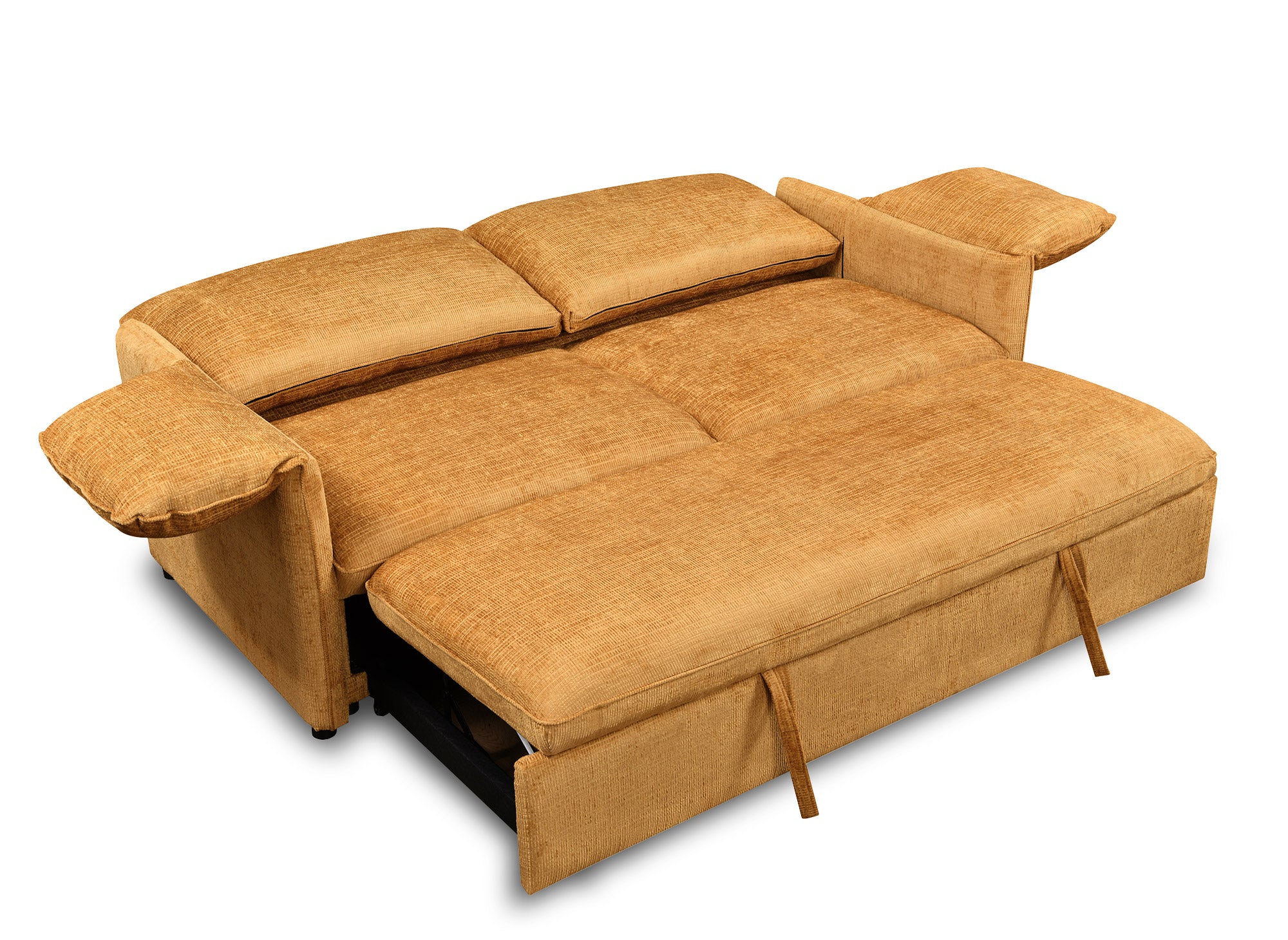 Sofá cama LAMAR de 3 plazas en terciopelo amarillo jaspeado