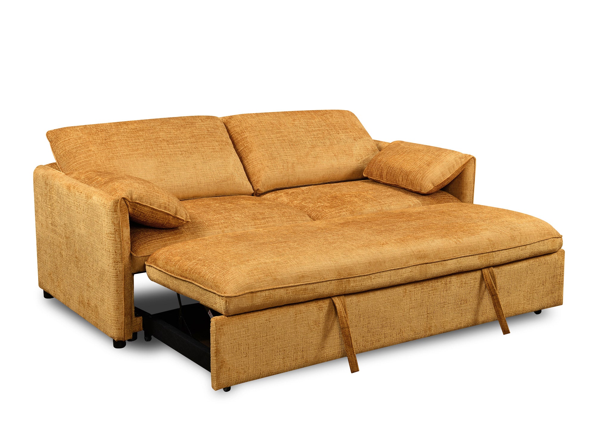 Sofá cama LAMAR de 3 plazas en terciopelo amarillo jaspeado