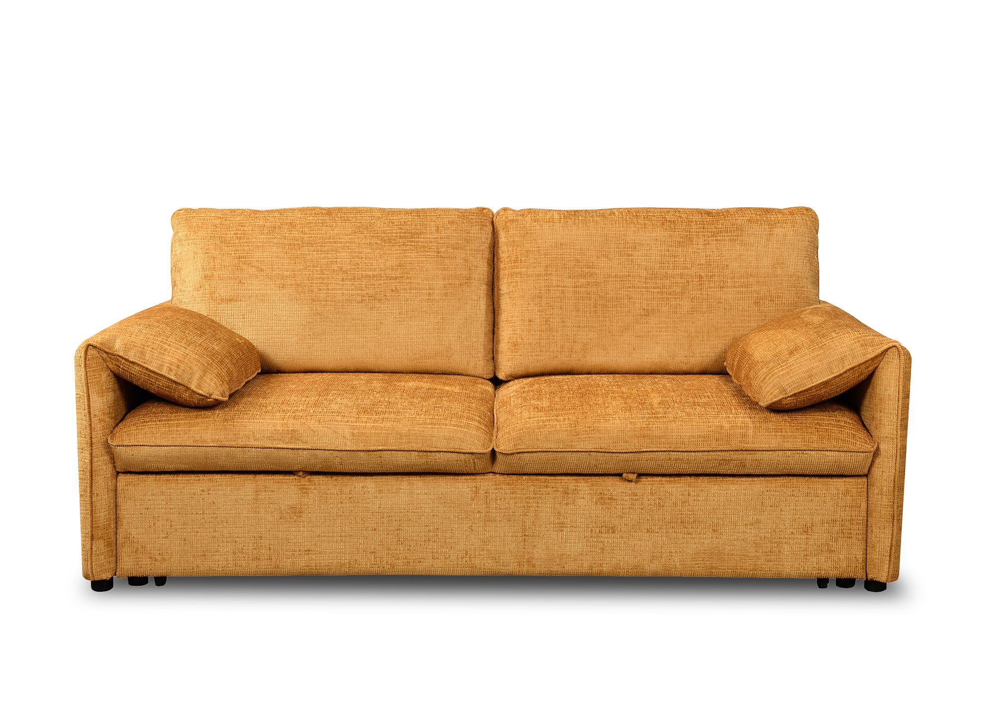 Sofá cama LAMAR de 3 plazas en terciopelo amarillo jaspeado