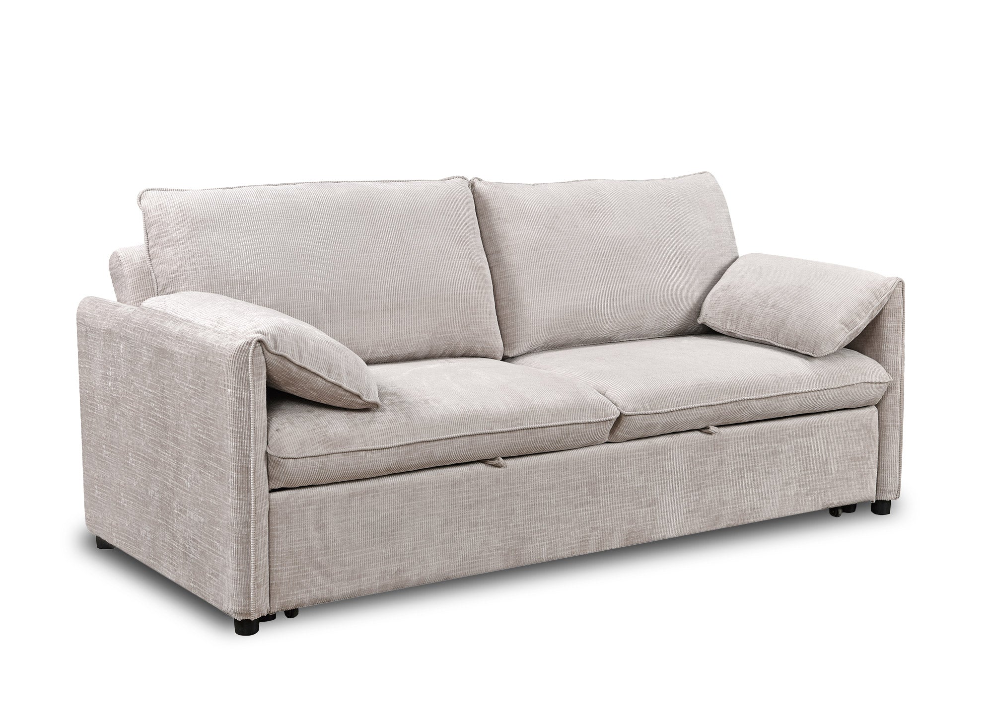 Sofá cama LAMAR de 3 plazas en terciopelo jaspeado beige