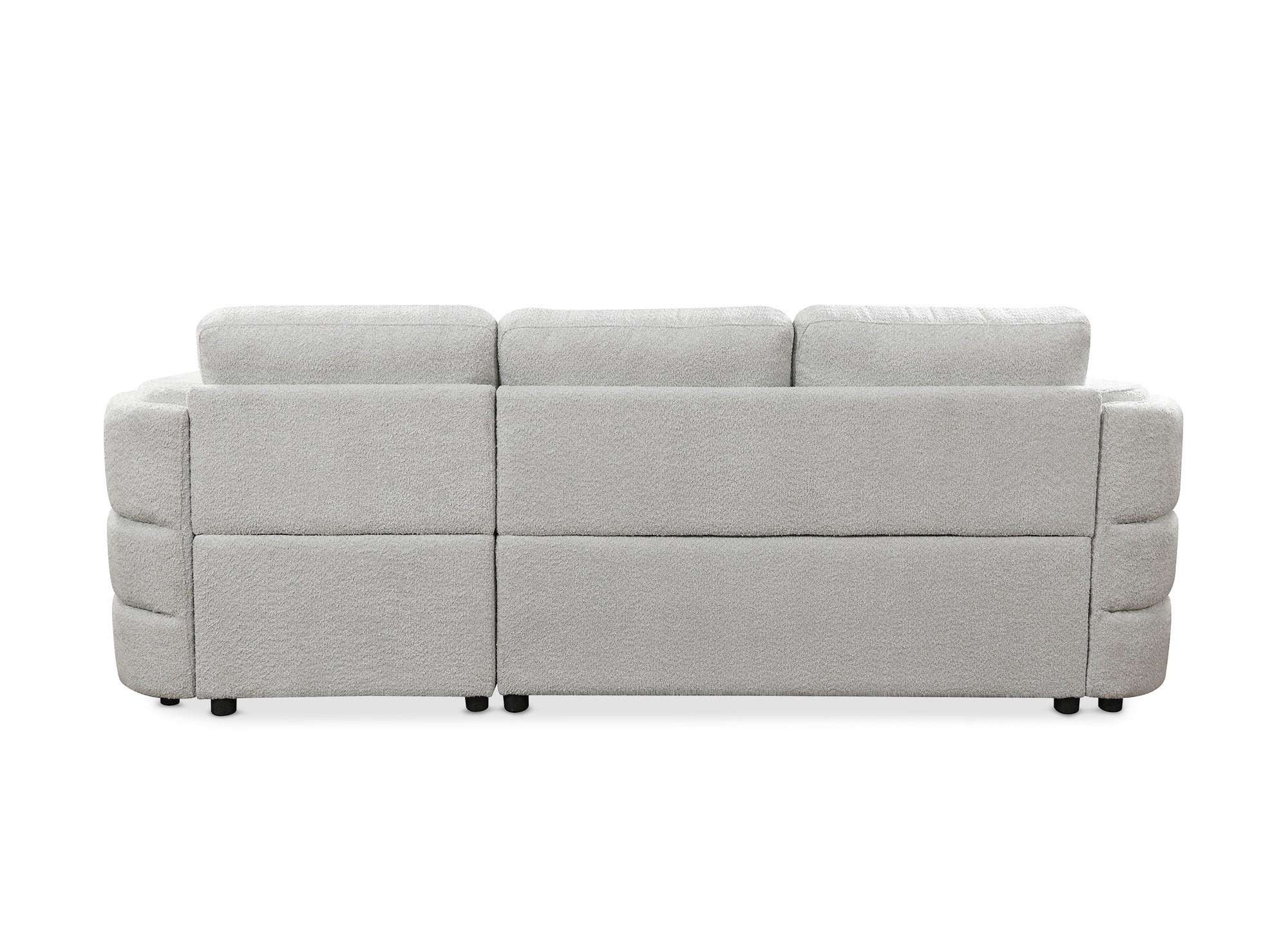 Sofá cama esquinero CALANDRA con almacenaje en tejido bouclé gris claro - Esquina derecha