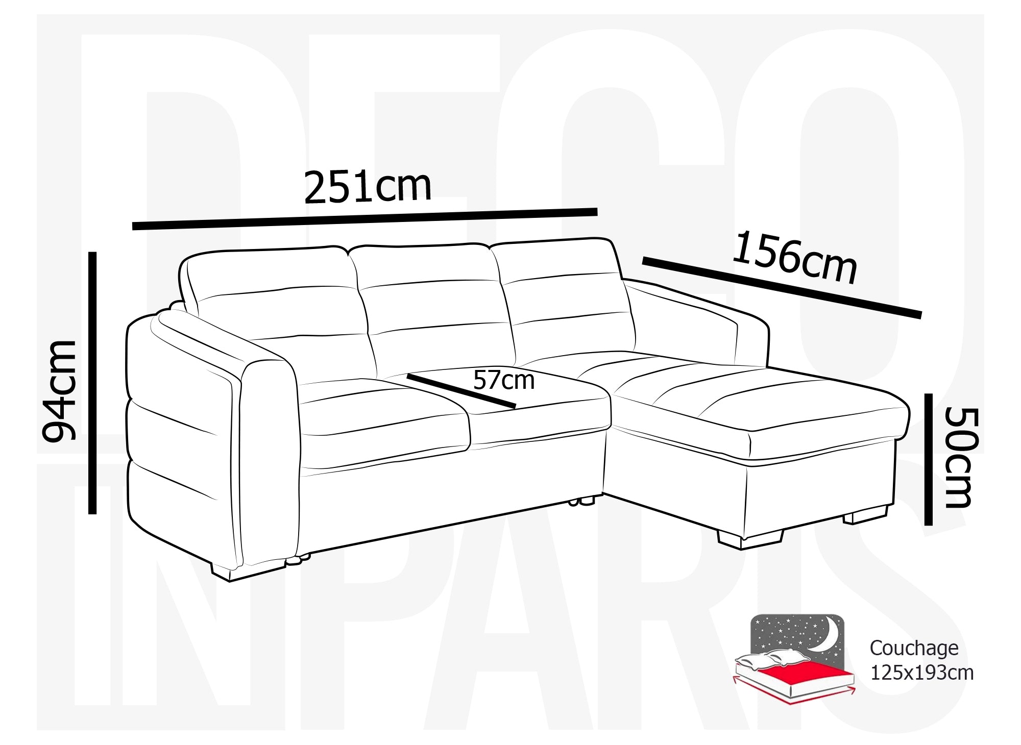 Sofá esquinero convertible CALANDRA con almacenaje en tela bouclé beige - Esquinero derecho