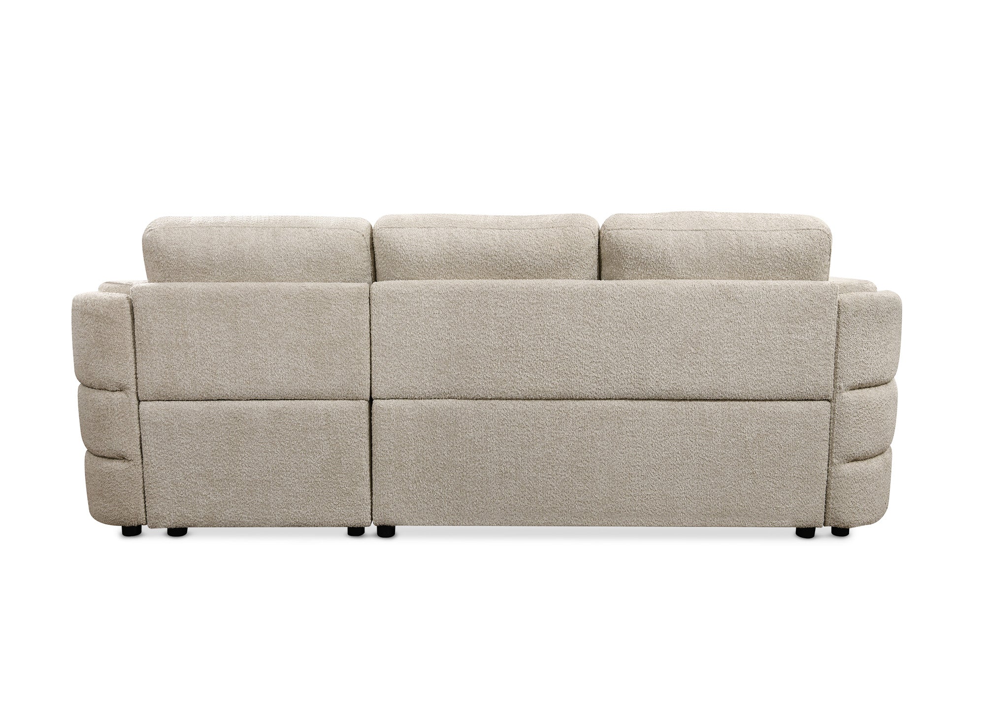 Sofá esquinero convertible CALANDRA con almacenaje en tela bouclé beige - Esquinero derecho