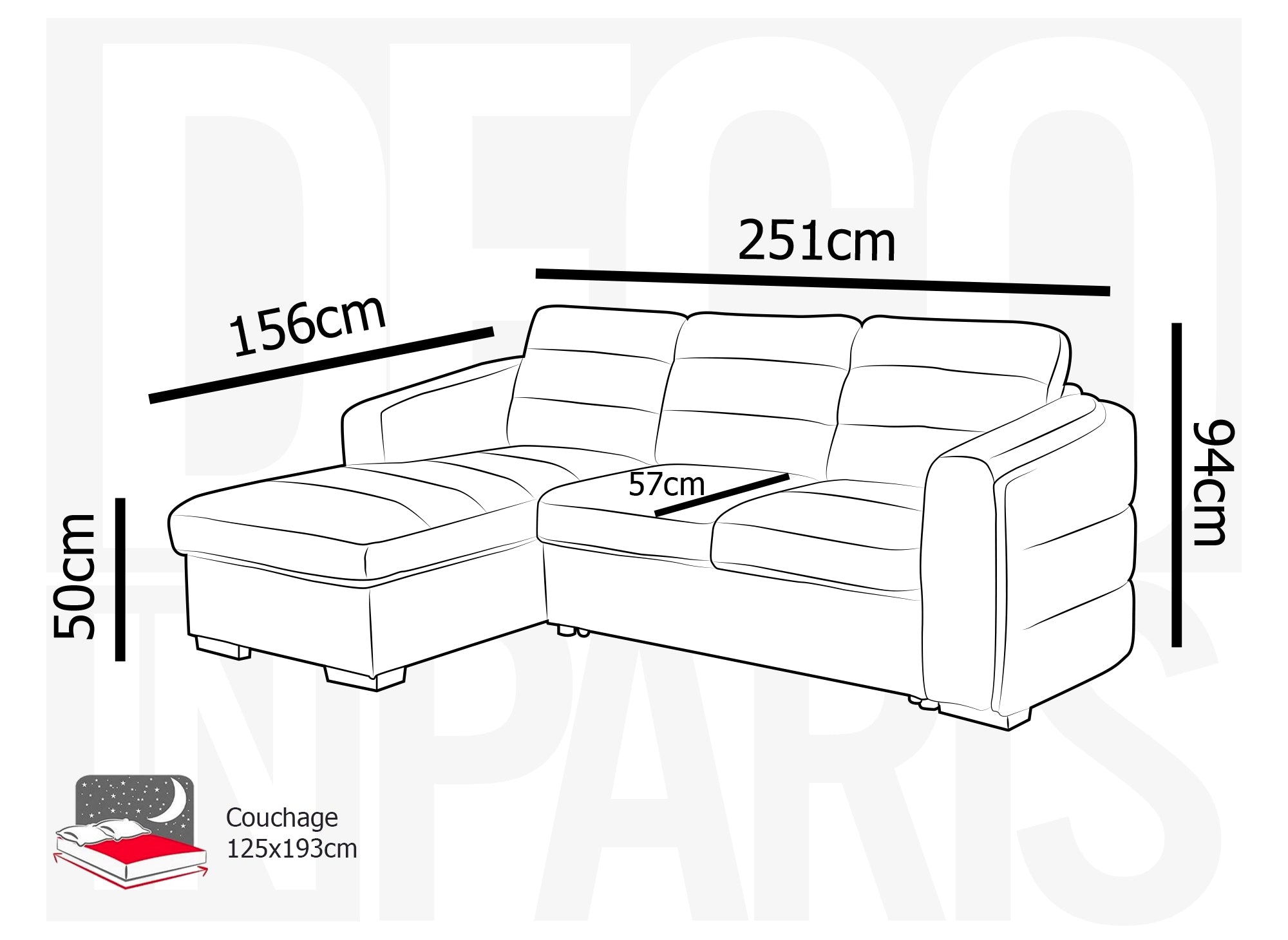Sofá cama esquinero CALANDRA con almacenaje en tela bouclé beige - Esquina izquierda