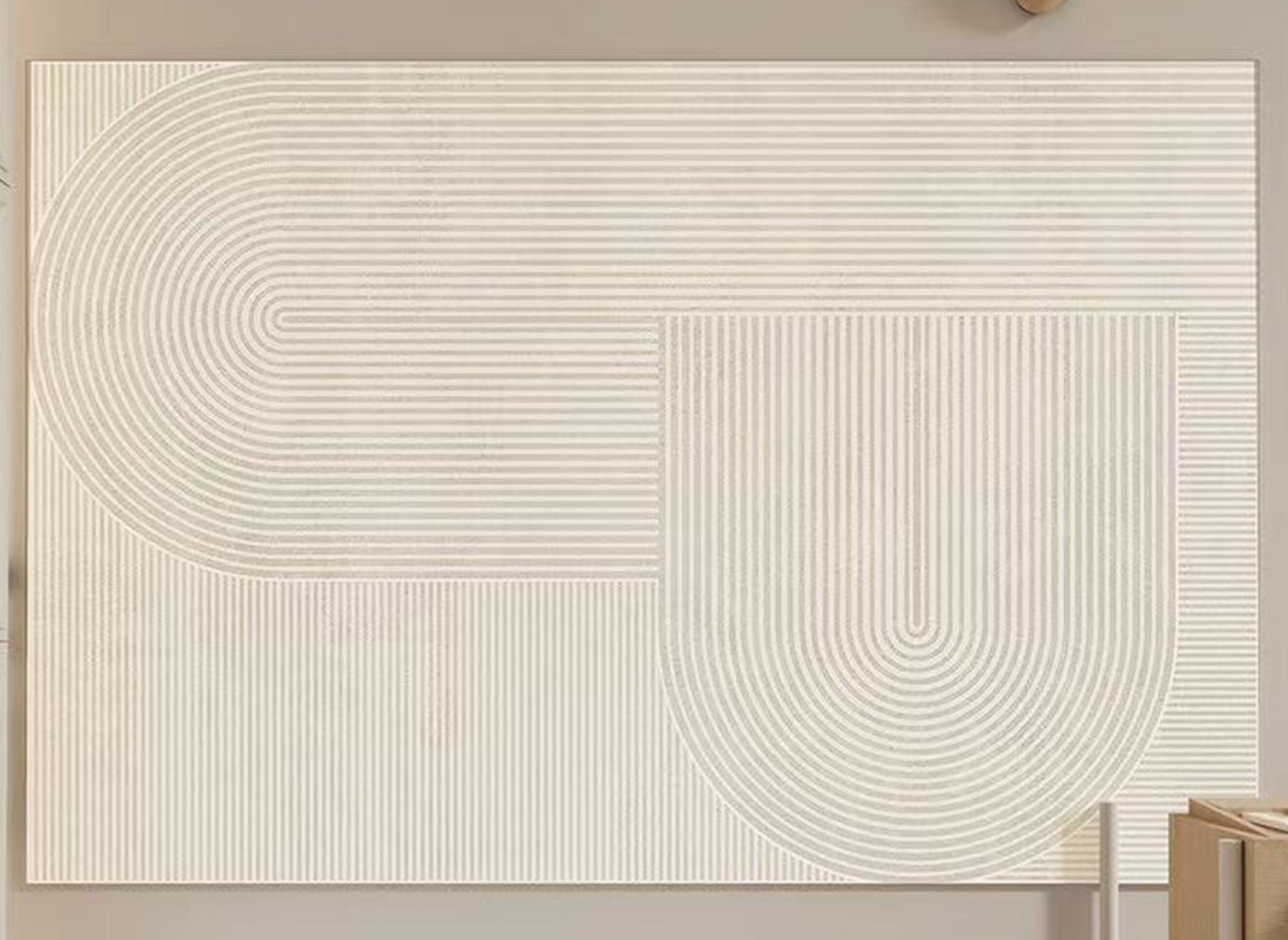 Alfombra rectangular LUANE color beige con estampado abstracto, 160 x 230 cm