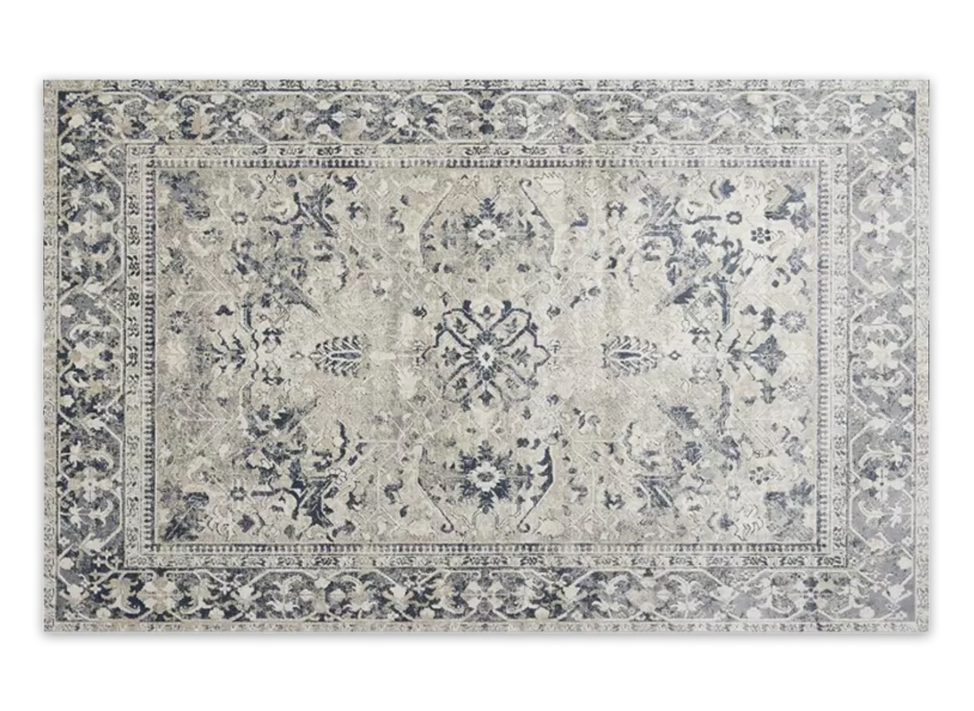 Alfombra rectangular de estilo oriental, gris y blanca, 160x230 cm, SULTAN