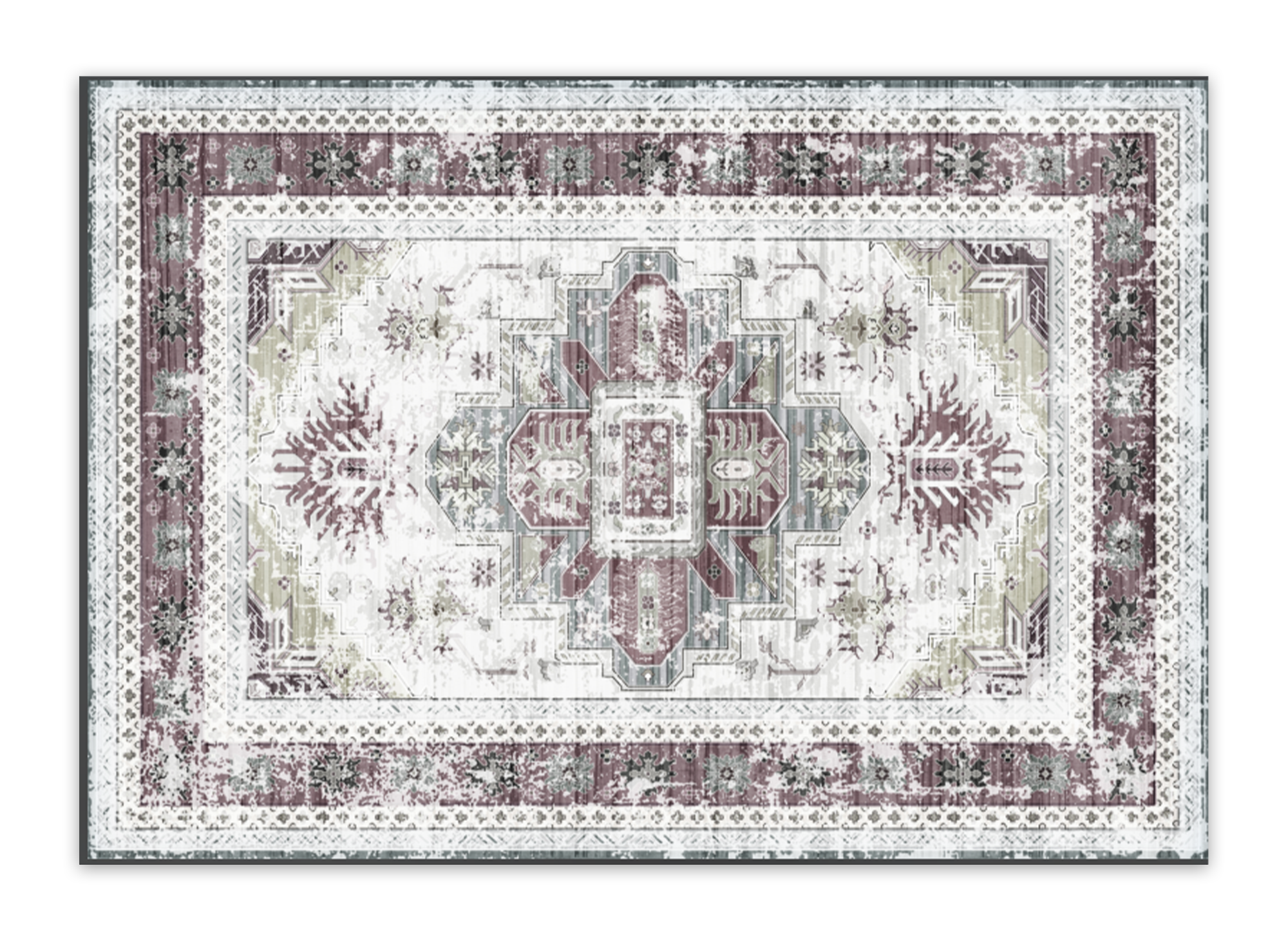 Alfombra rectangular, estilo oriental, gris y blanca, 160x230 cm, RAJAH