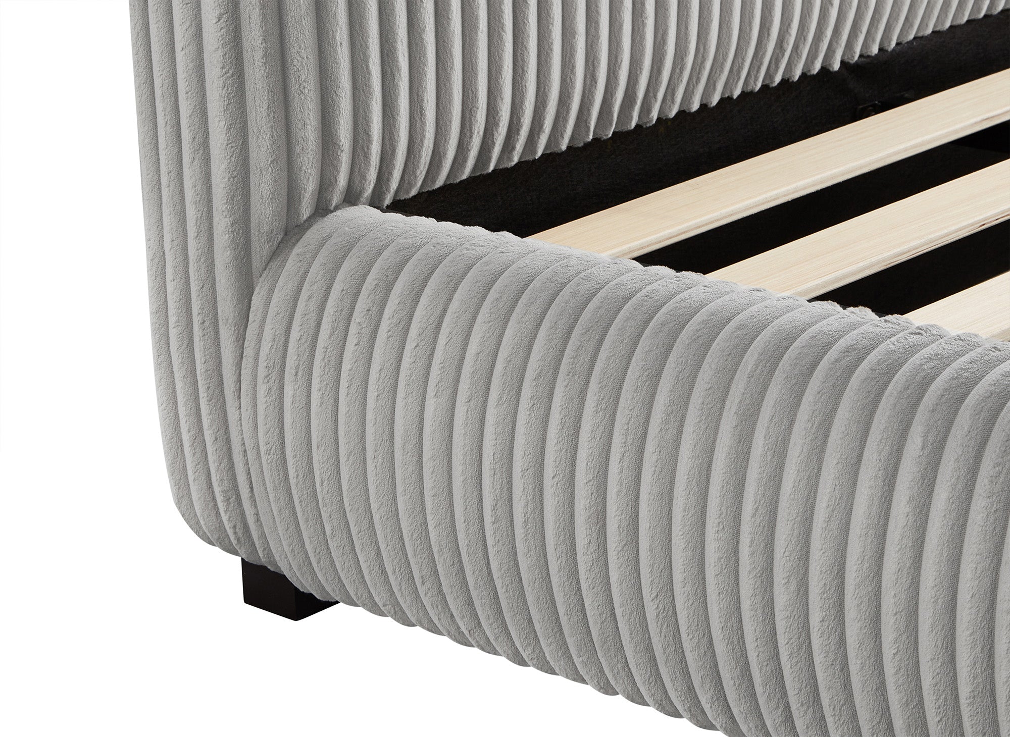 Cómoda cama doble de pana gris gruesa de 160x200 cm