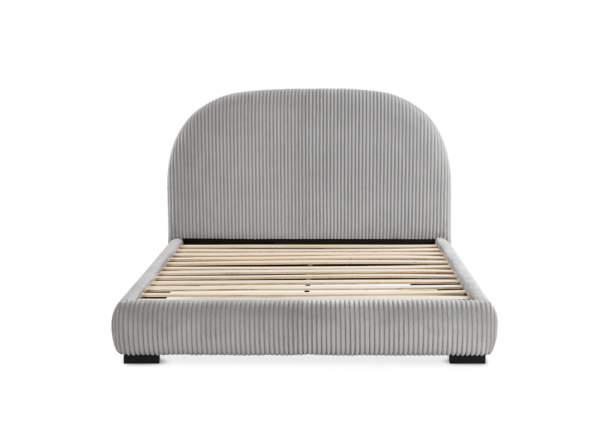 Cómoda cama doble de pana gris gruesa de 160x200 cm