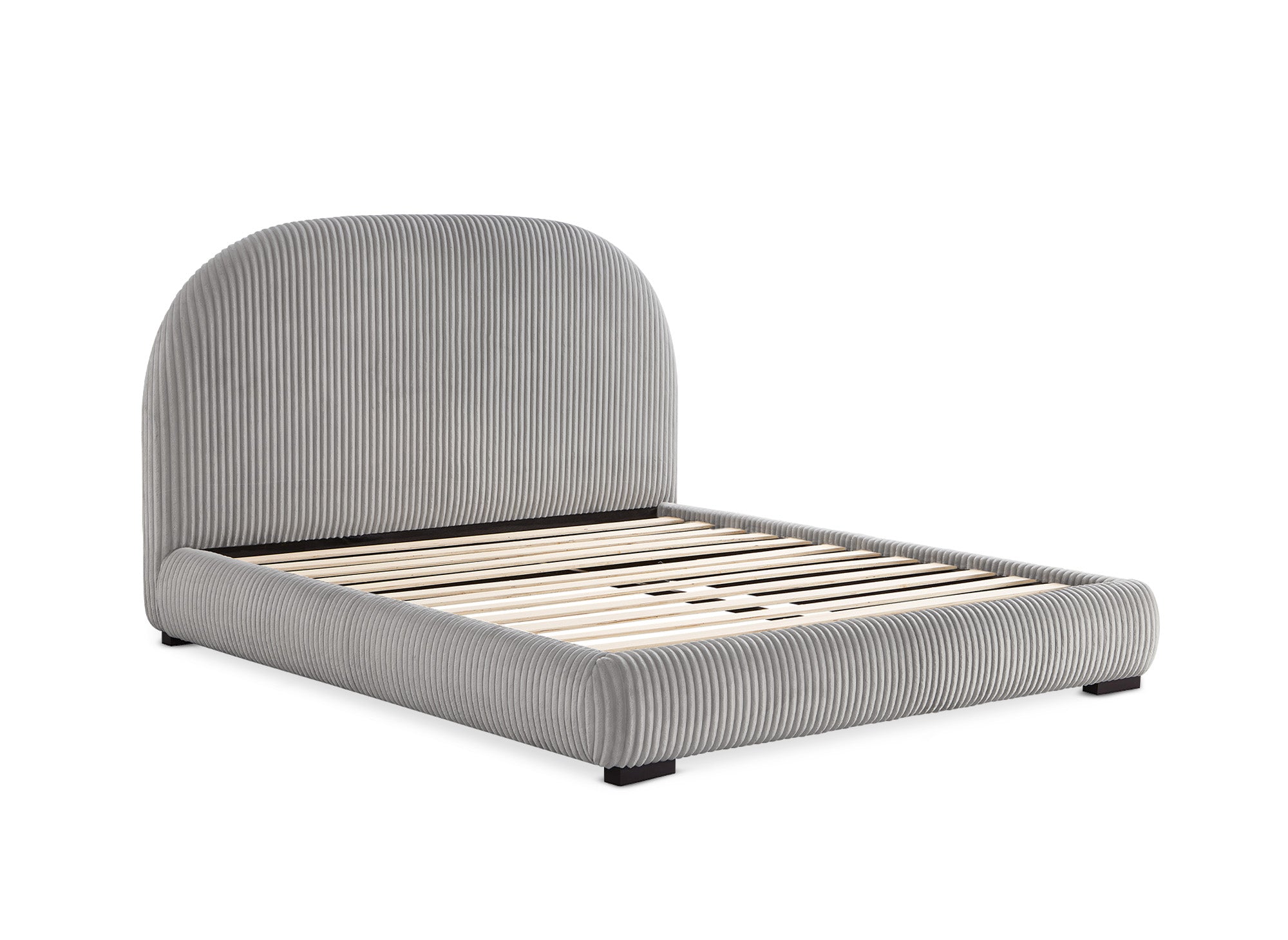 Cómoda cama doble de pana gris gruesa de 160x200 cm