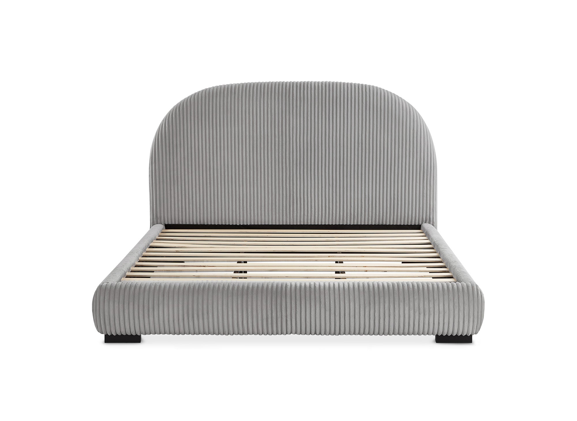 Cómoda cama doble en pana gris gruesa, 180x200 cm