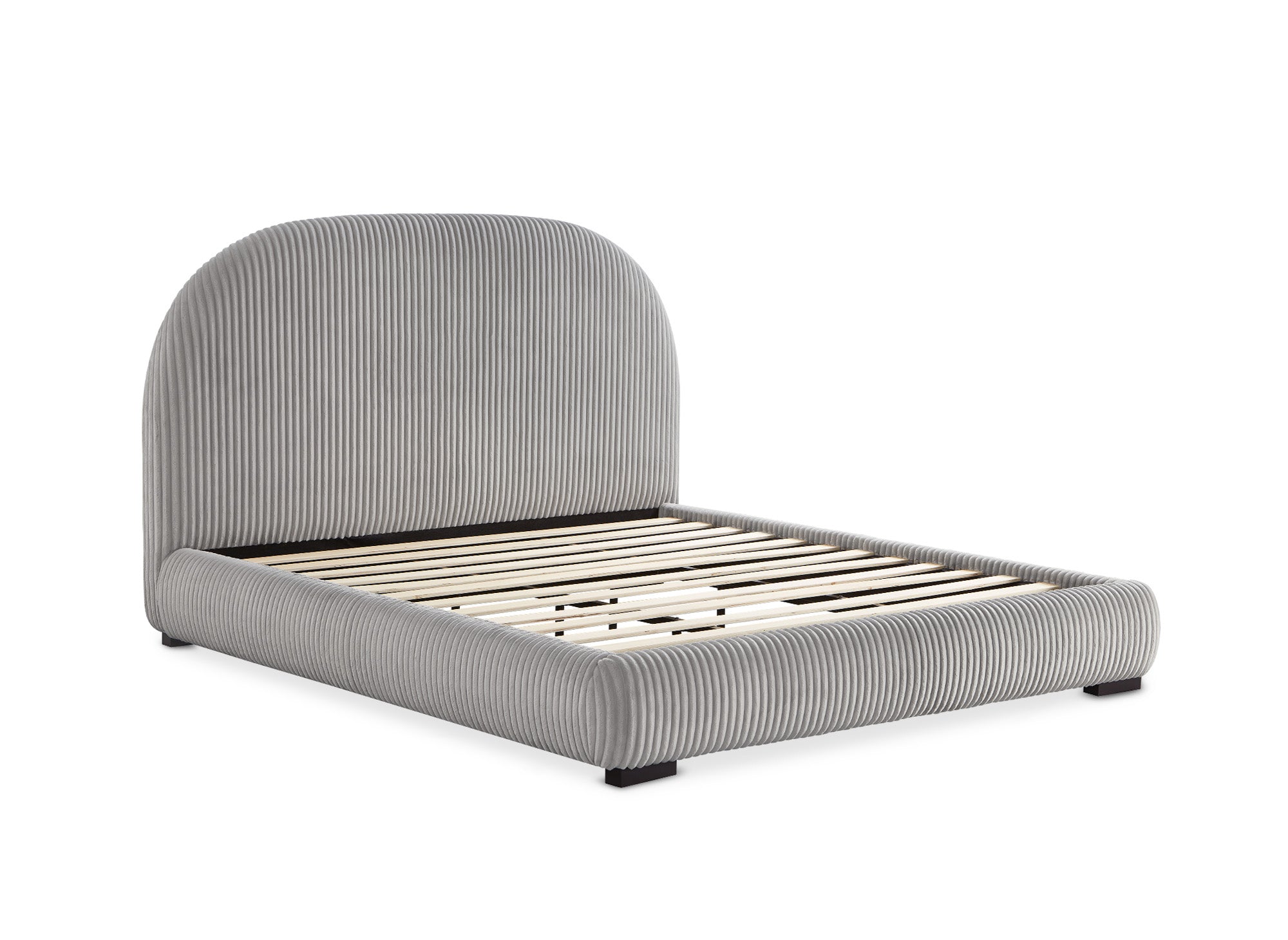 Cómoda cama doble en pana gris gruesa, 180x200 cm