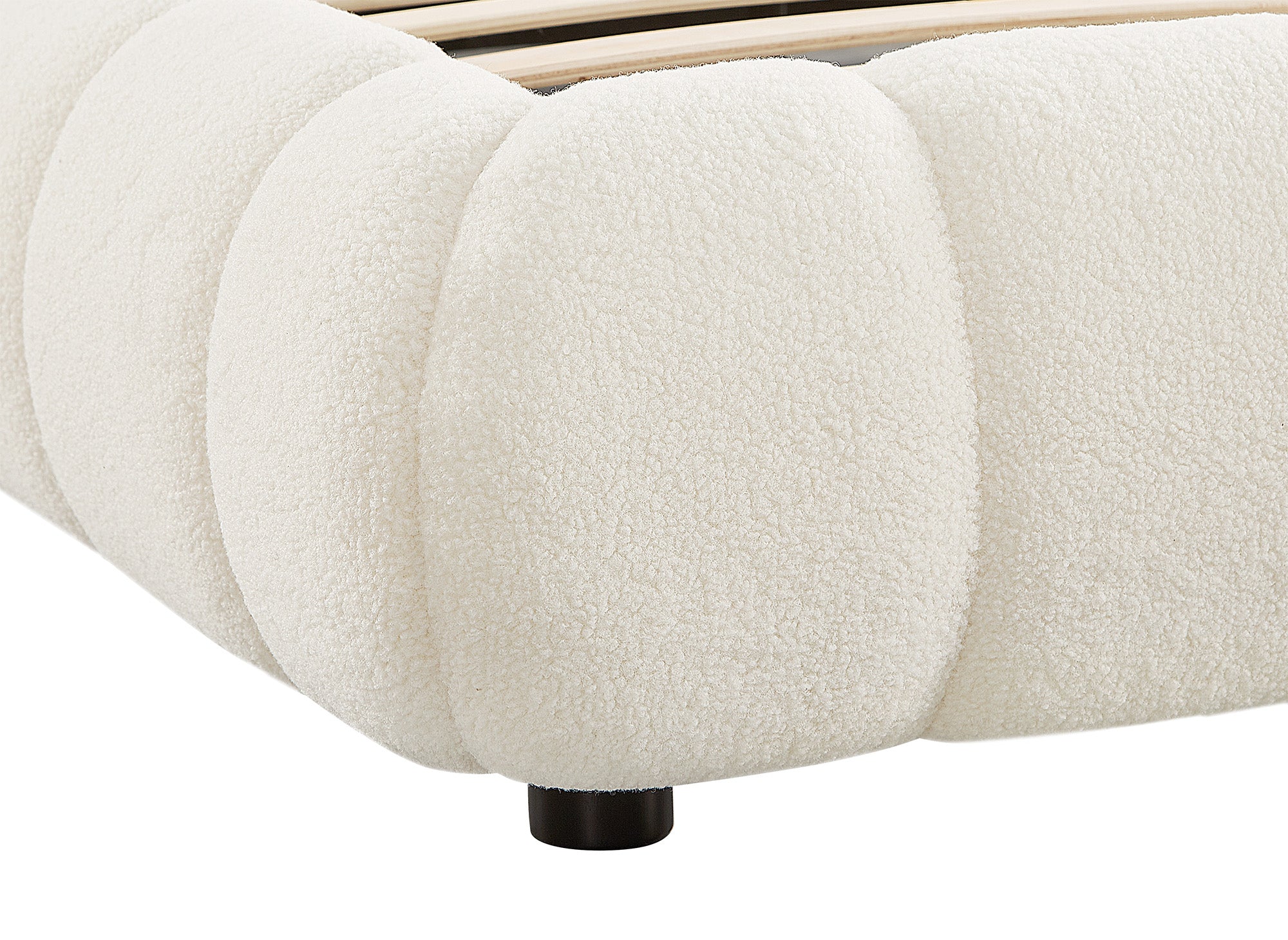 YOURI Cama doble de tela bouclé color crudo 140x190 cm