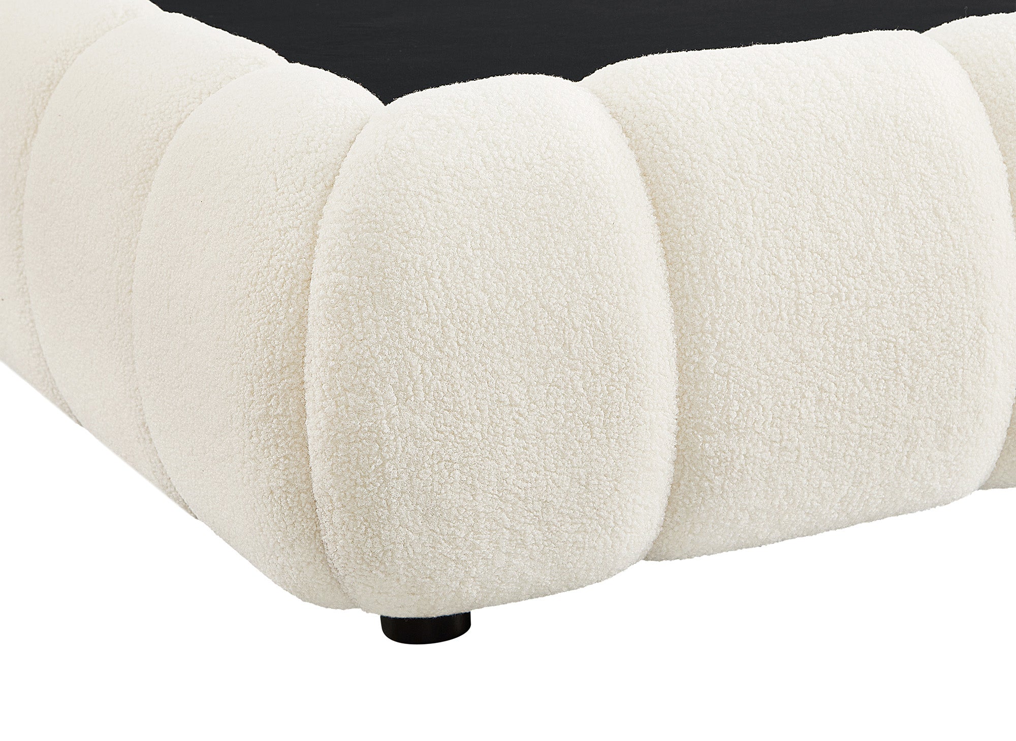 YOURI Cama contenedor de tela bouclé color crudo 180x200 cm