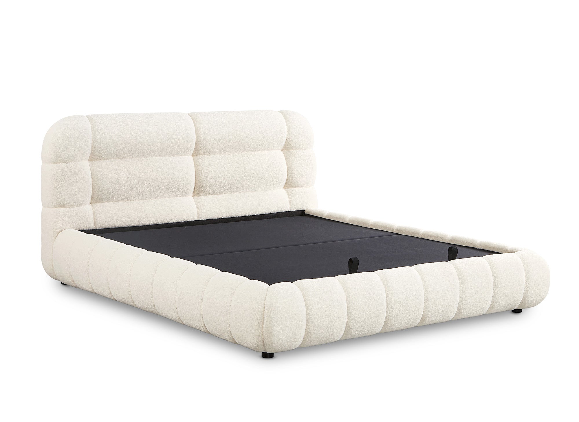 YOURI Cama contenedor de tela bouclé color crudo 180x200 cm