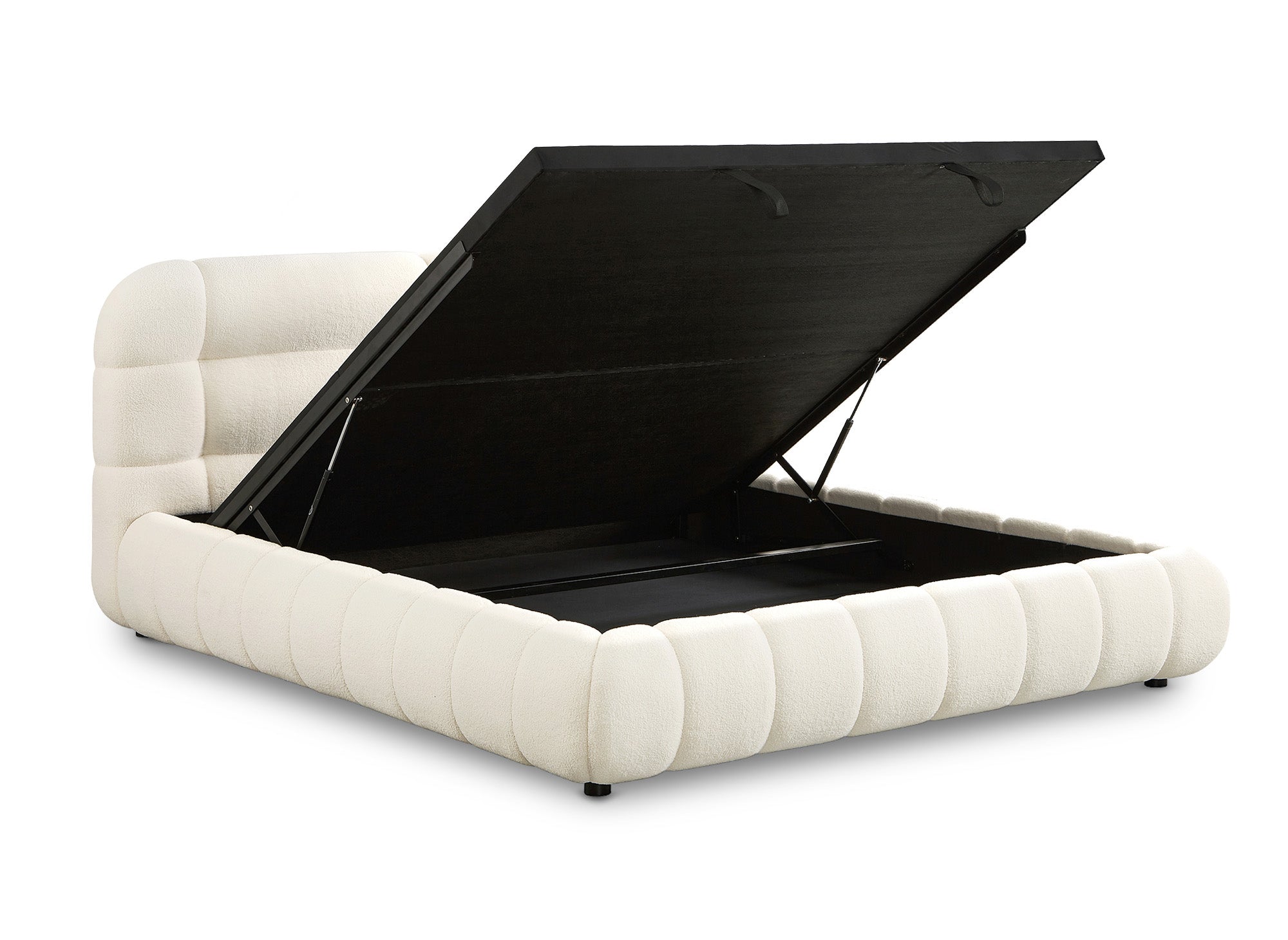 YOURI Cama contenedor de tela bouclé color crudo 180x200 cm