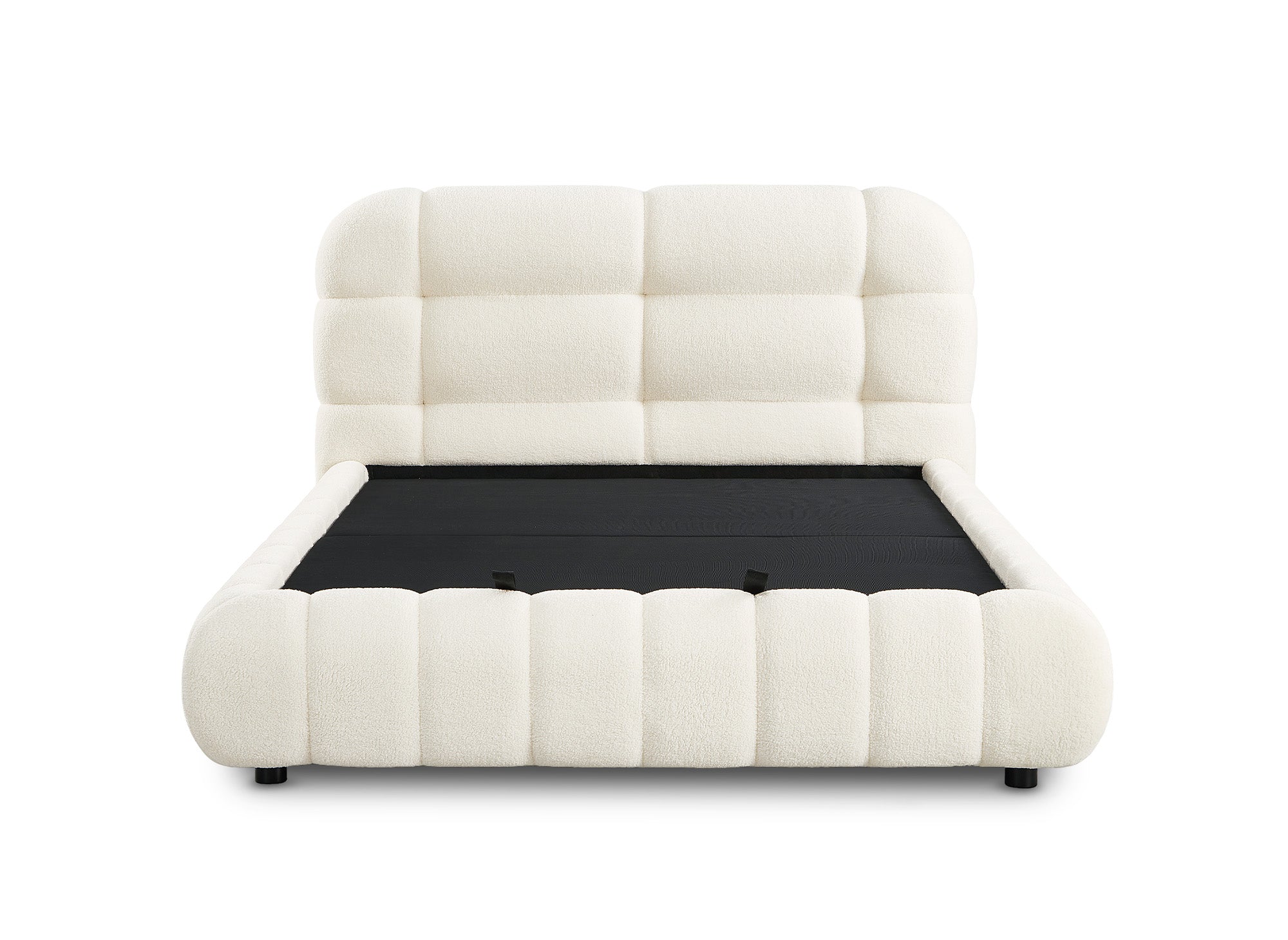 YOURI Cama contenedor de tela bouclé color crudo 160x200 cm