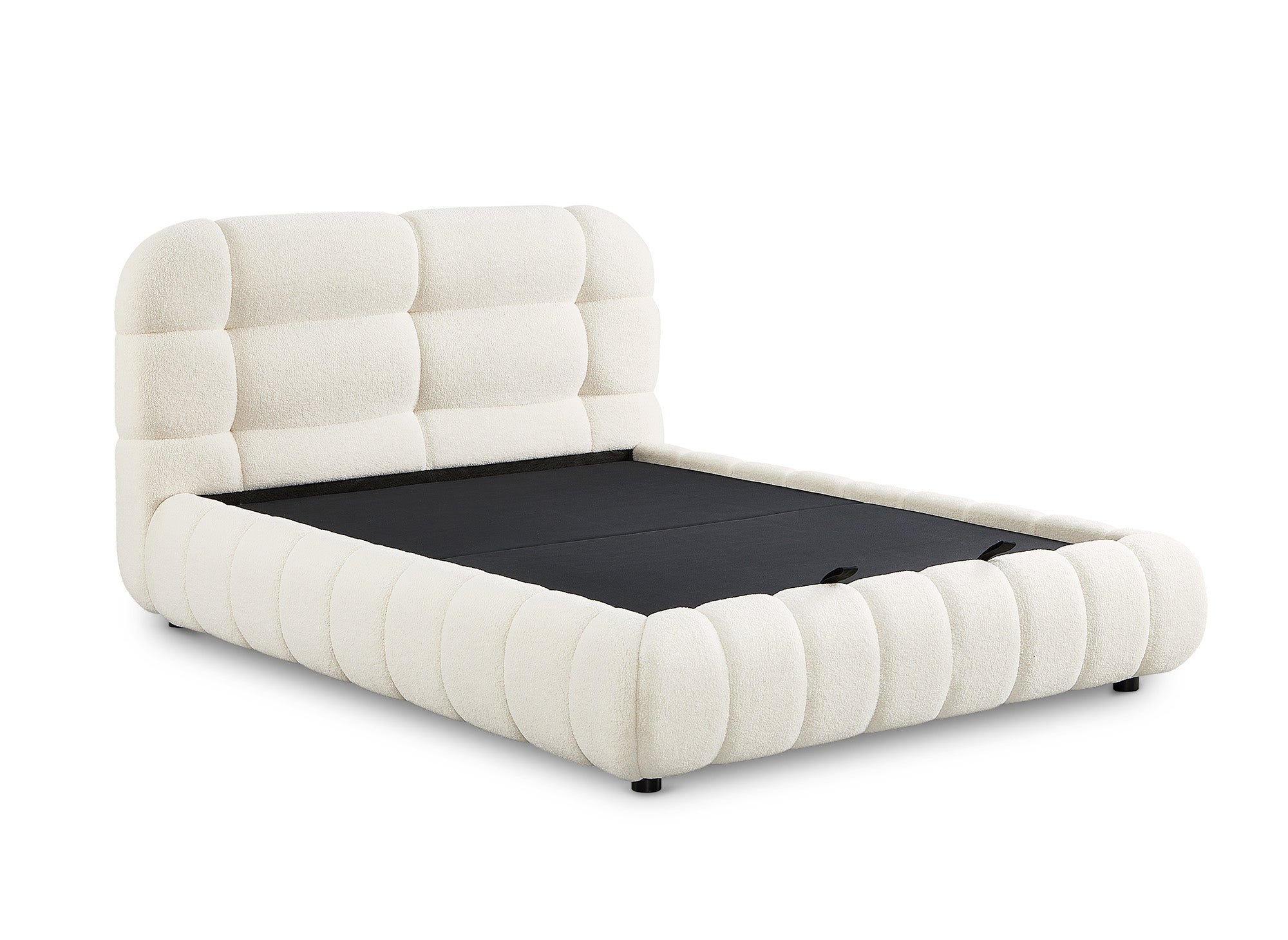 YOURI Cama contenedor de tela bouclé color crudo 160x200 cm