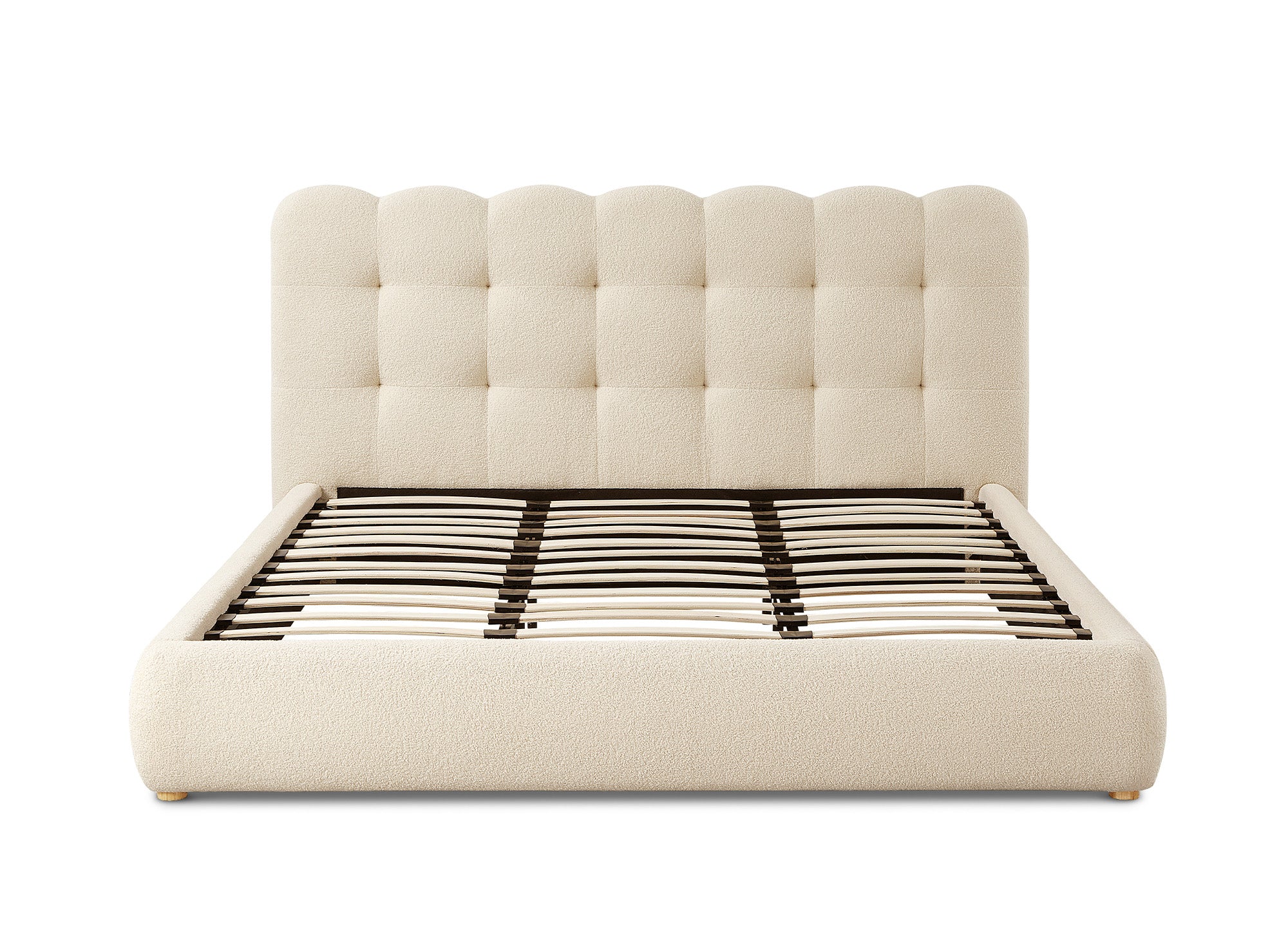Cama doble de tejido bouclé beige 180x200cm BISCUIT