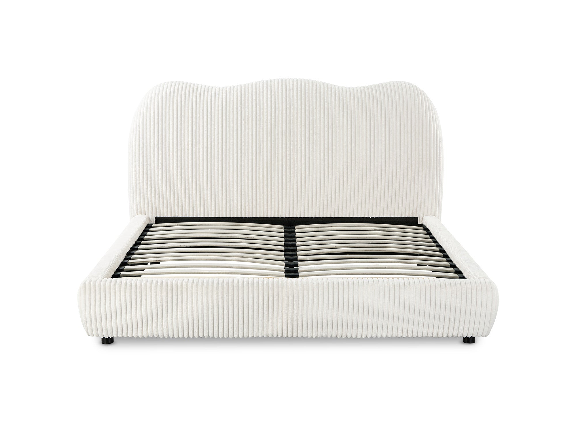 Cama doble SARA en pana gruesa color beige, 160 x 200 cm