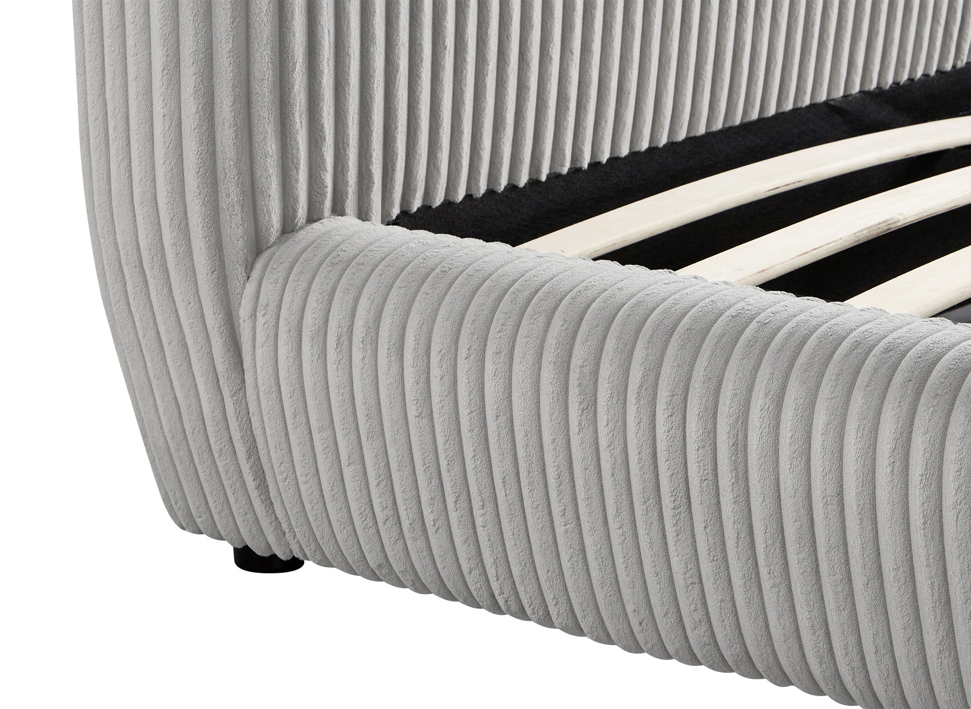 Cama doble SARA en pana gris gruesa de 160x200 cm