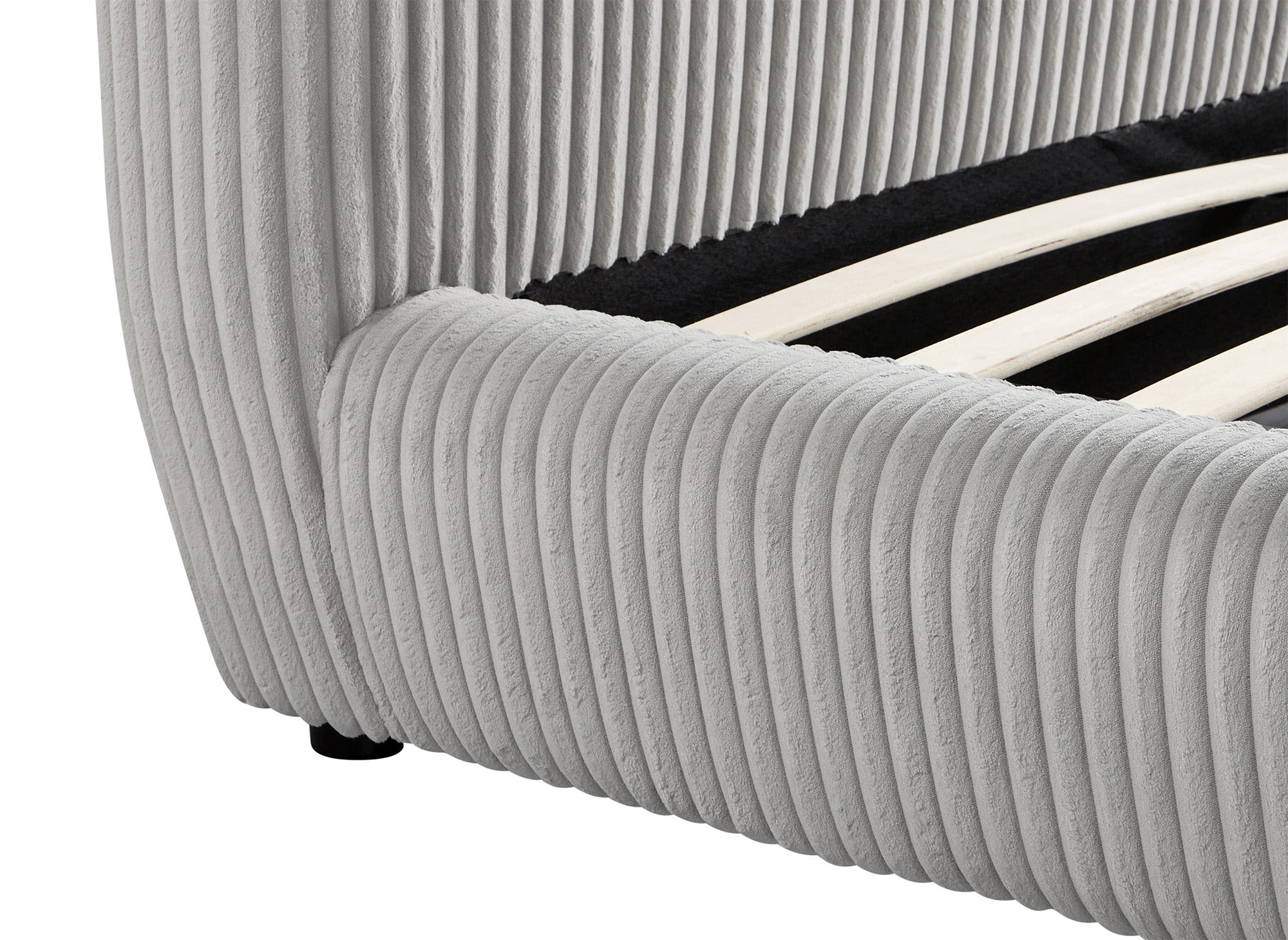 Cama doble SARA en pana gris gruesa, 140 x 190 cm