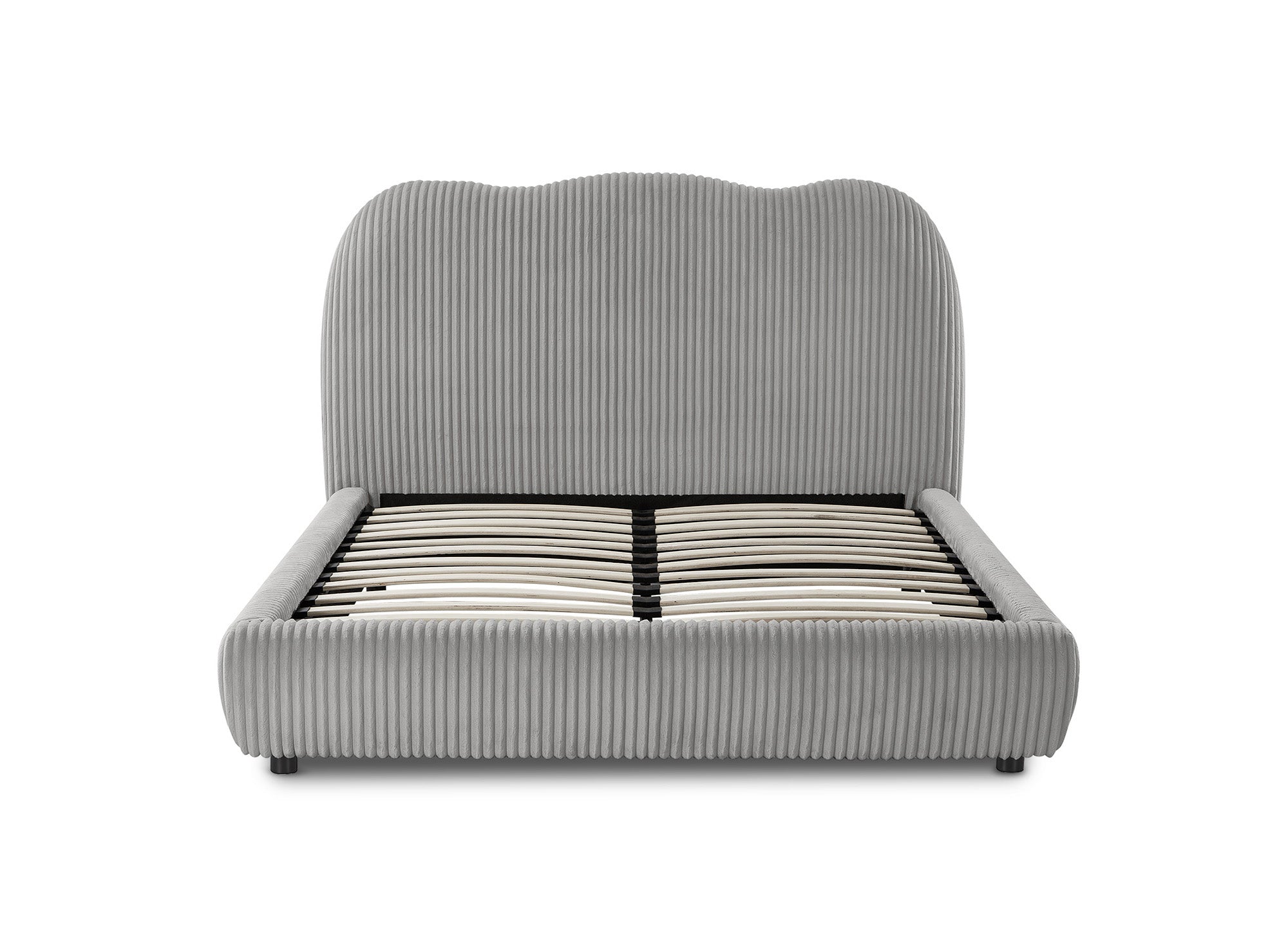 Cama doble SARA en pana gris gruesa, 140 x 190 cm