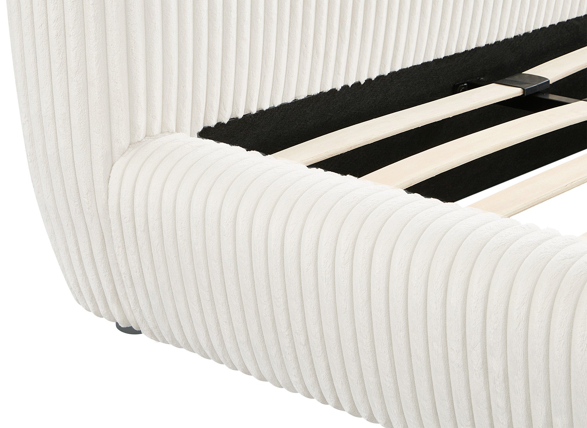 Cama doble SARA de pana gruesa color beige, 140 x 190 cm