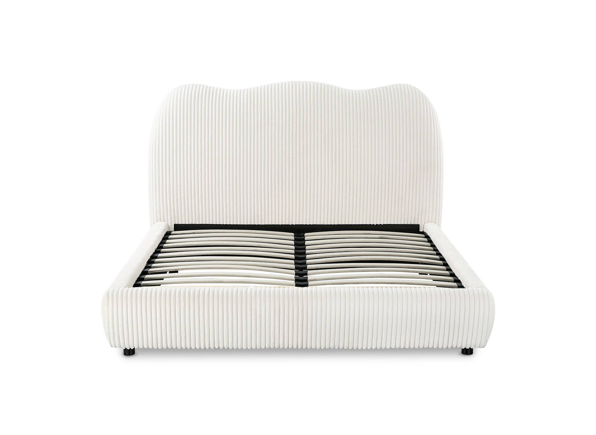 Cama doble SARA de pana gruesa color beige, 140 x 190 cm