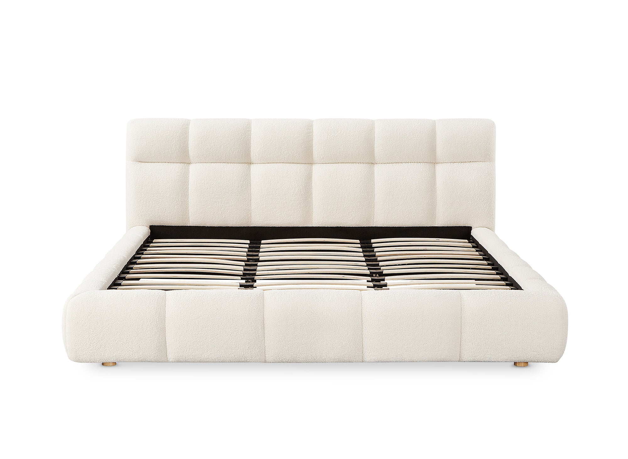 Cama doble GEORGINA de tejido bouclé crudo 180x200 cm