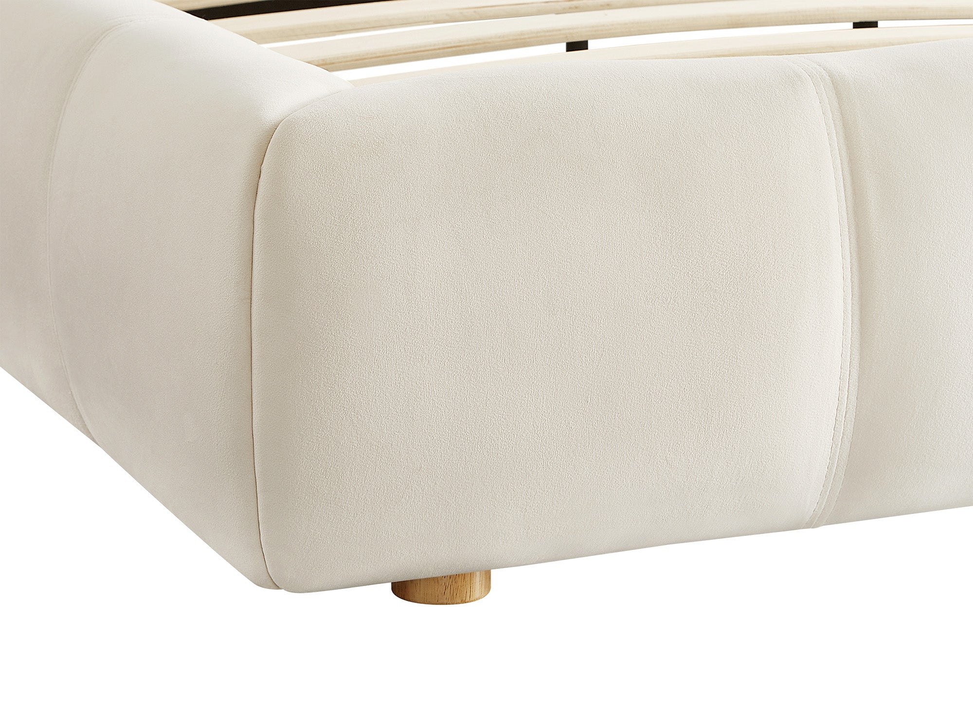 Cama doble GEORGINA de terciopelo beige, 180 x 200 cm