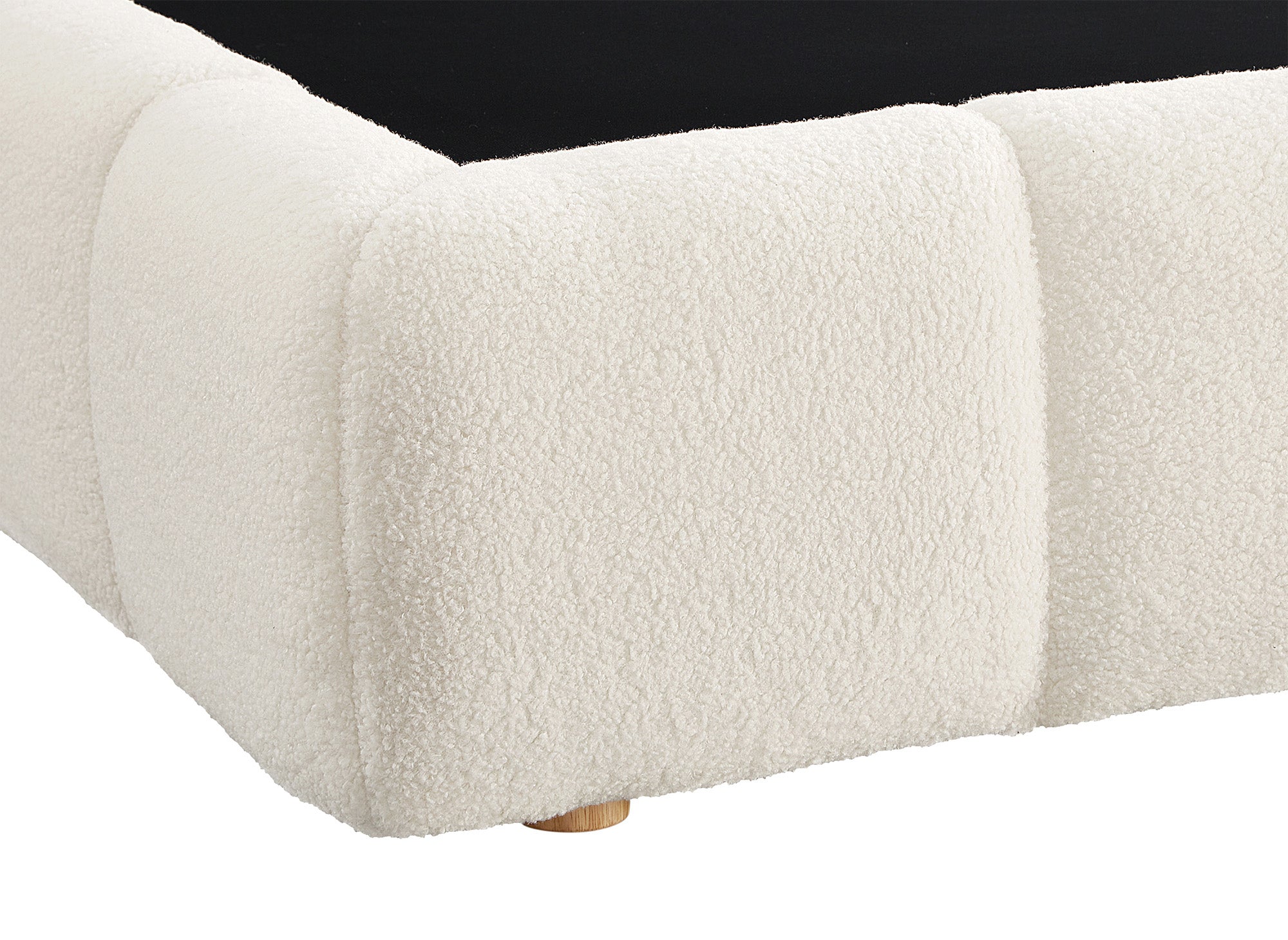 Cama contenedor de tela bouclé crudo GEORGINA 180x200 cm