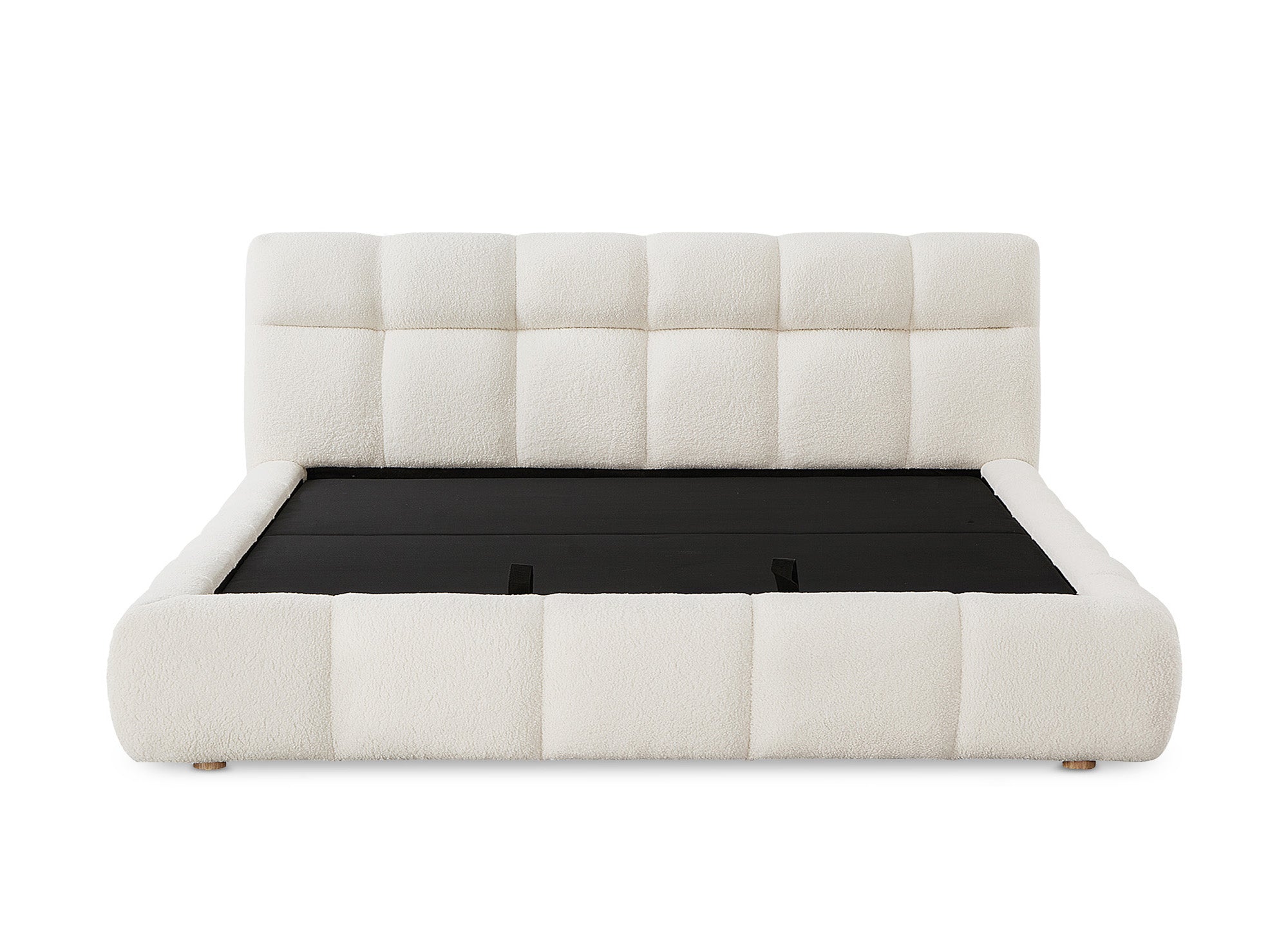 Cama contenedor de tela bouclé crudo GEORGINA 180x200 cm
